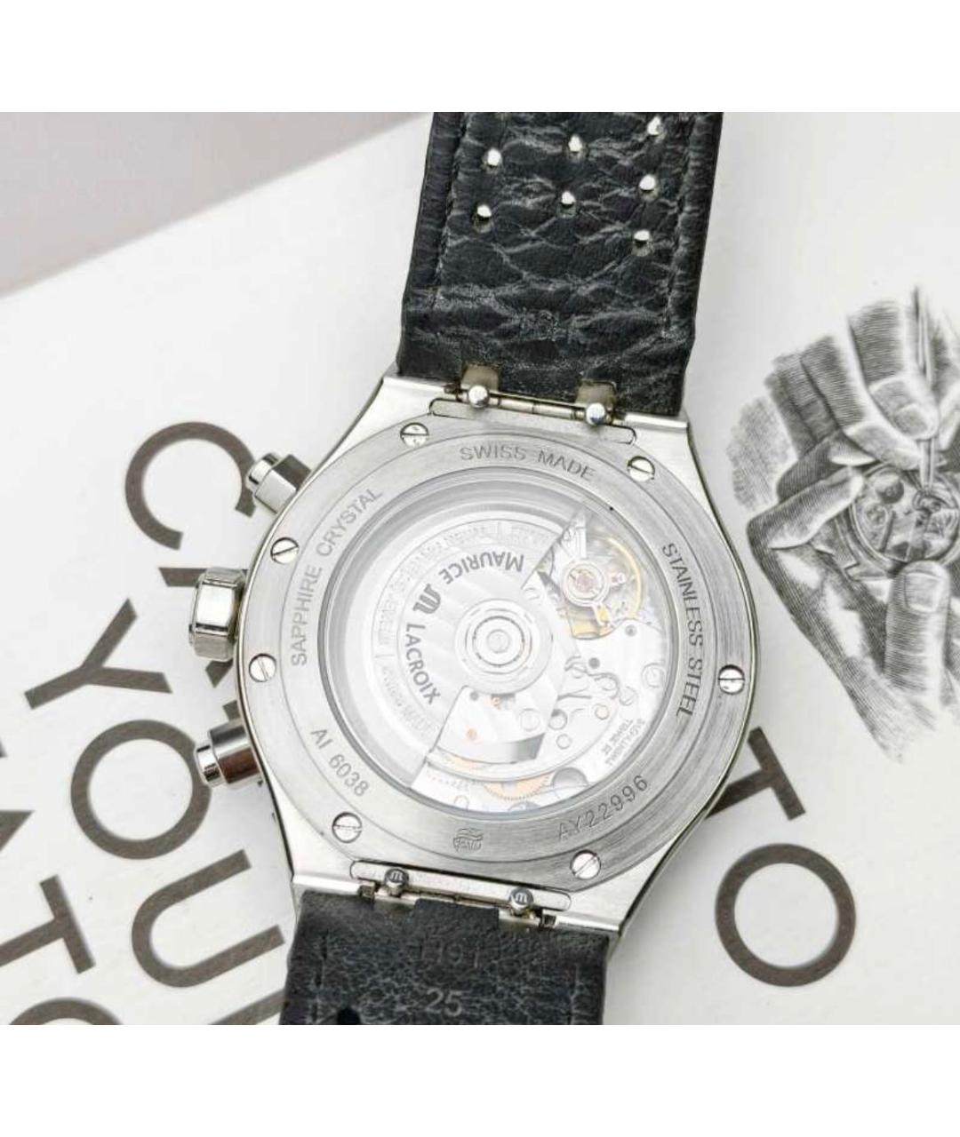 MAURICE LACROIX Черные стальные часы, фото 3