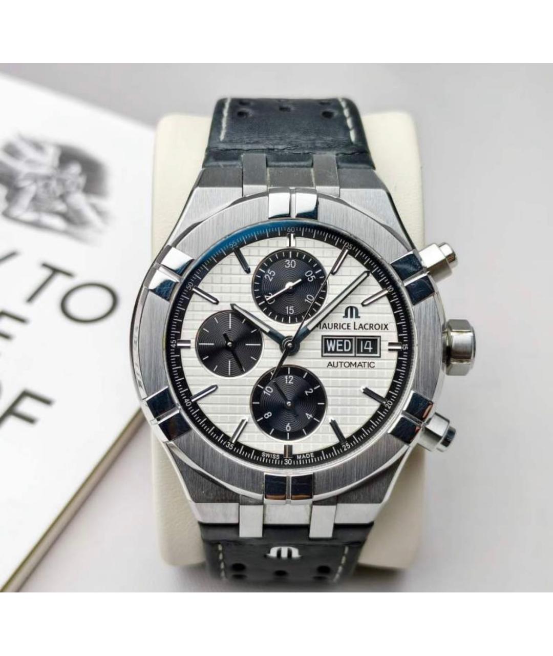 MAURICE LACROIX Черные стальные часы, фото 2