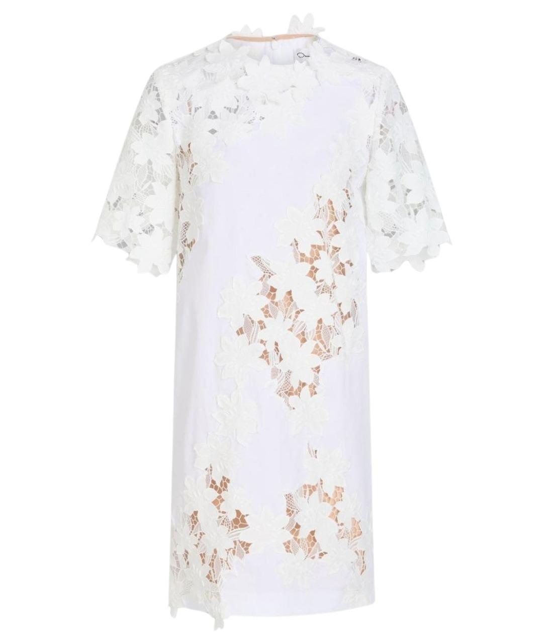 OSCAR DE LA RENTA Белое хлопко-эластановое коктейльное платье, фото 1