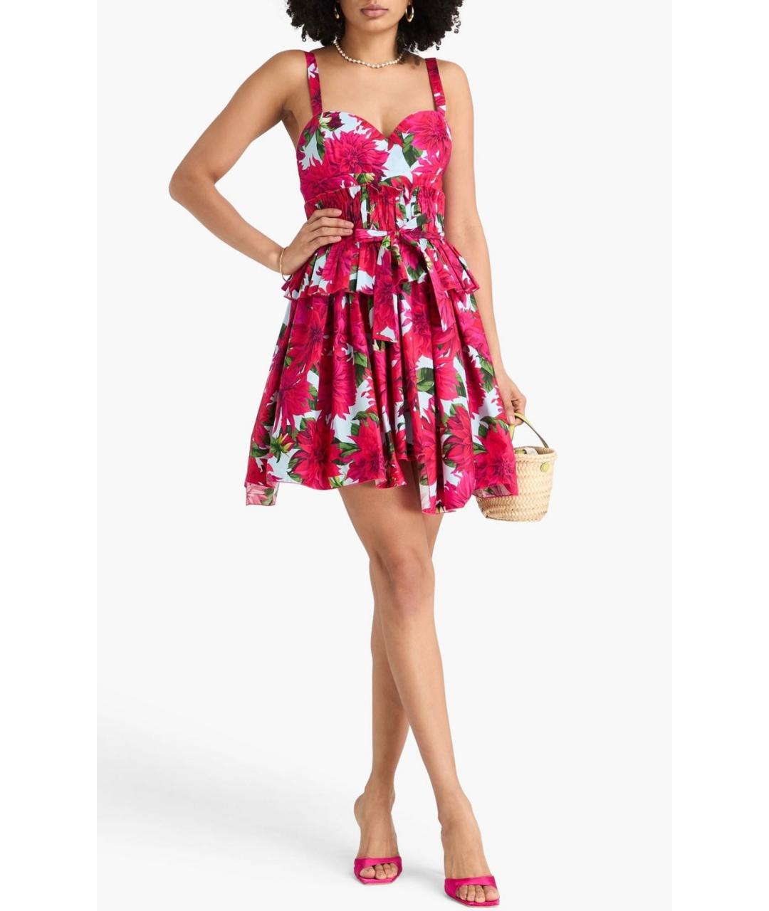 OSCAR DE LA RENTA Фуксия хлопко-эластановый сарафан, фото 2