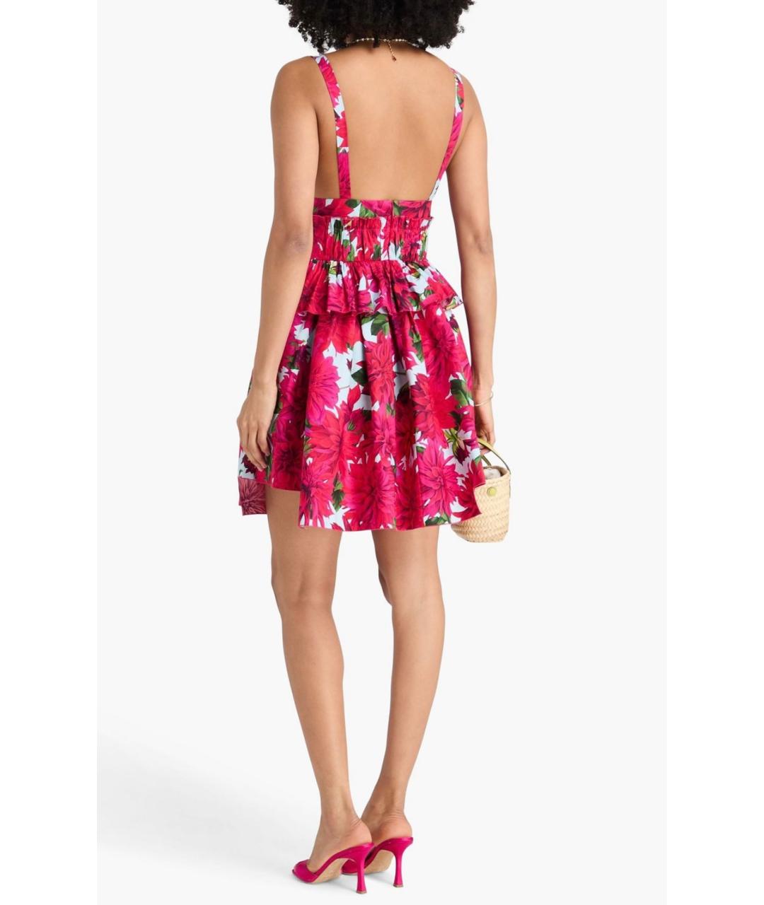 OSCAR DE LA RENTA Фуксия хлопко-эластановый сарафан, фото 3