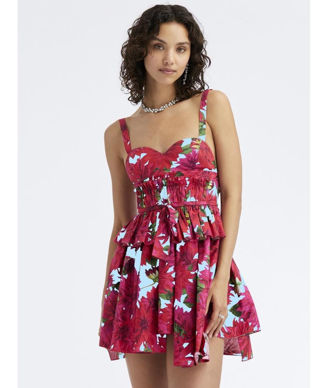 OSCAR DE LA RENTA Фуксия хлопко-эластановый сарафан, фото 5