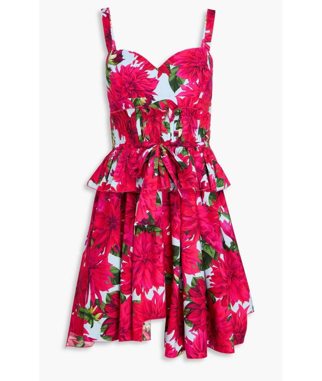 OSCAR DE LA RENTA Фуксия хлопко-эластановый сарафан, фото 8