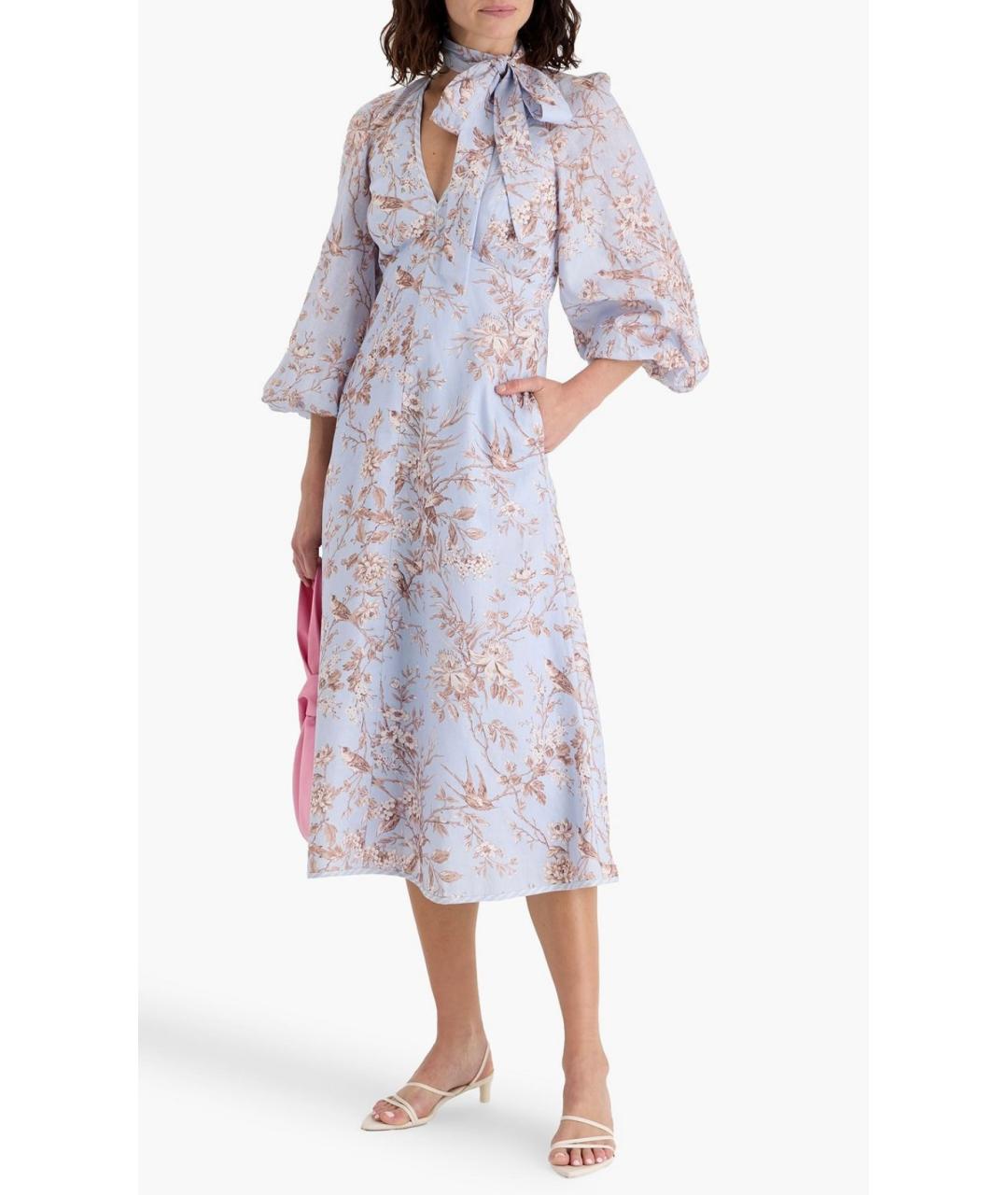 ZIMMERMANN Голубое льняное повседневное платье, фото 2