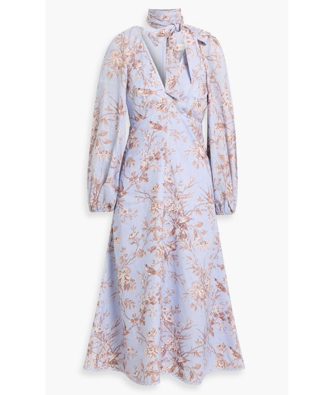ZIMMERMANN Голубое льняное повседневное платье, фото 4
