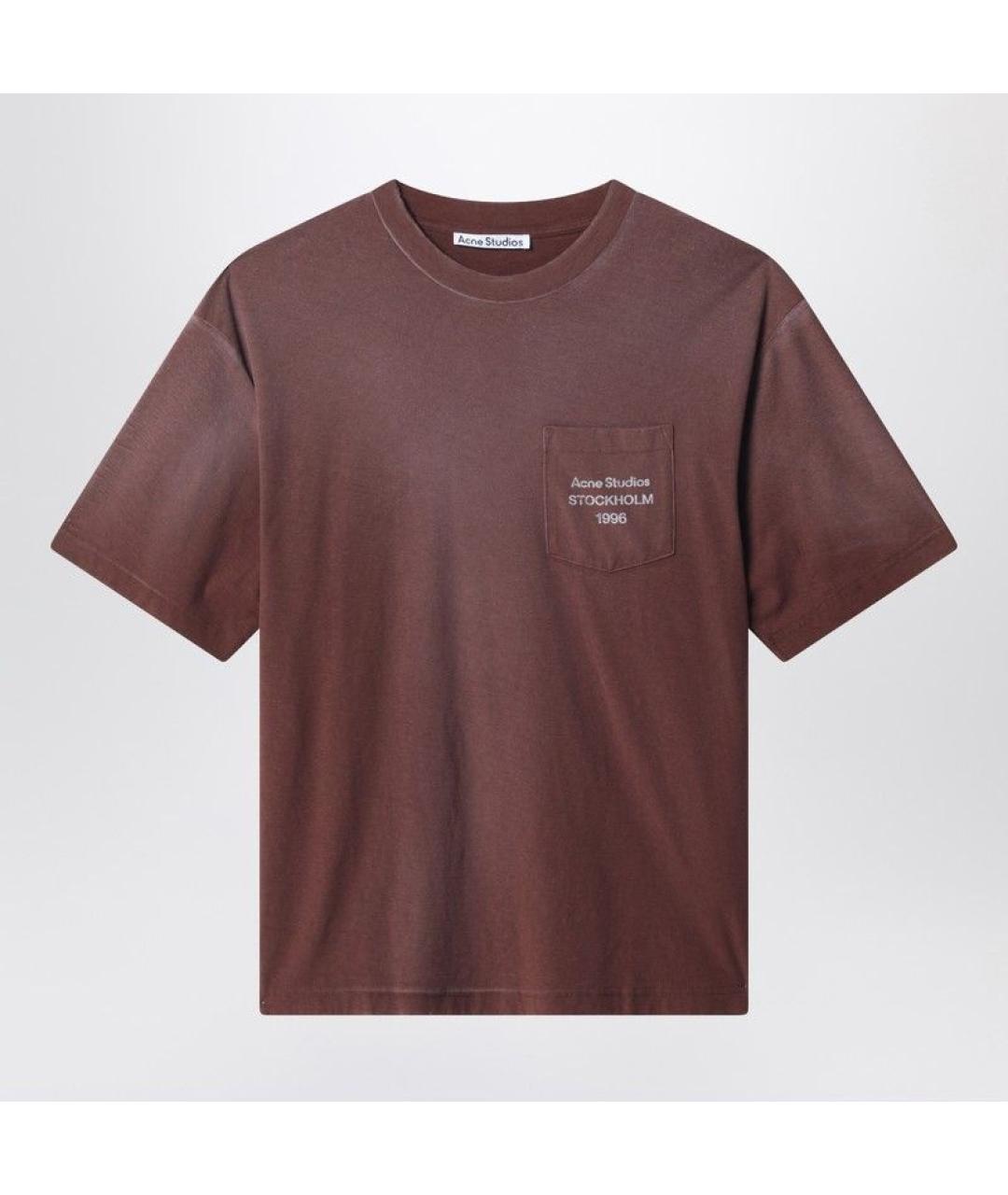 ACNE STUDIOS Коричневая хлопковая футболка, фото 3