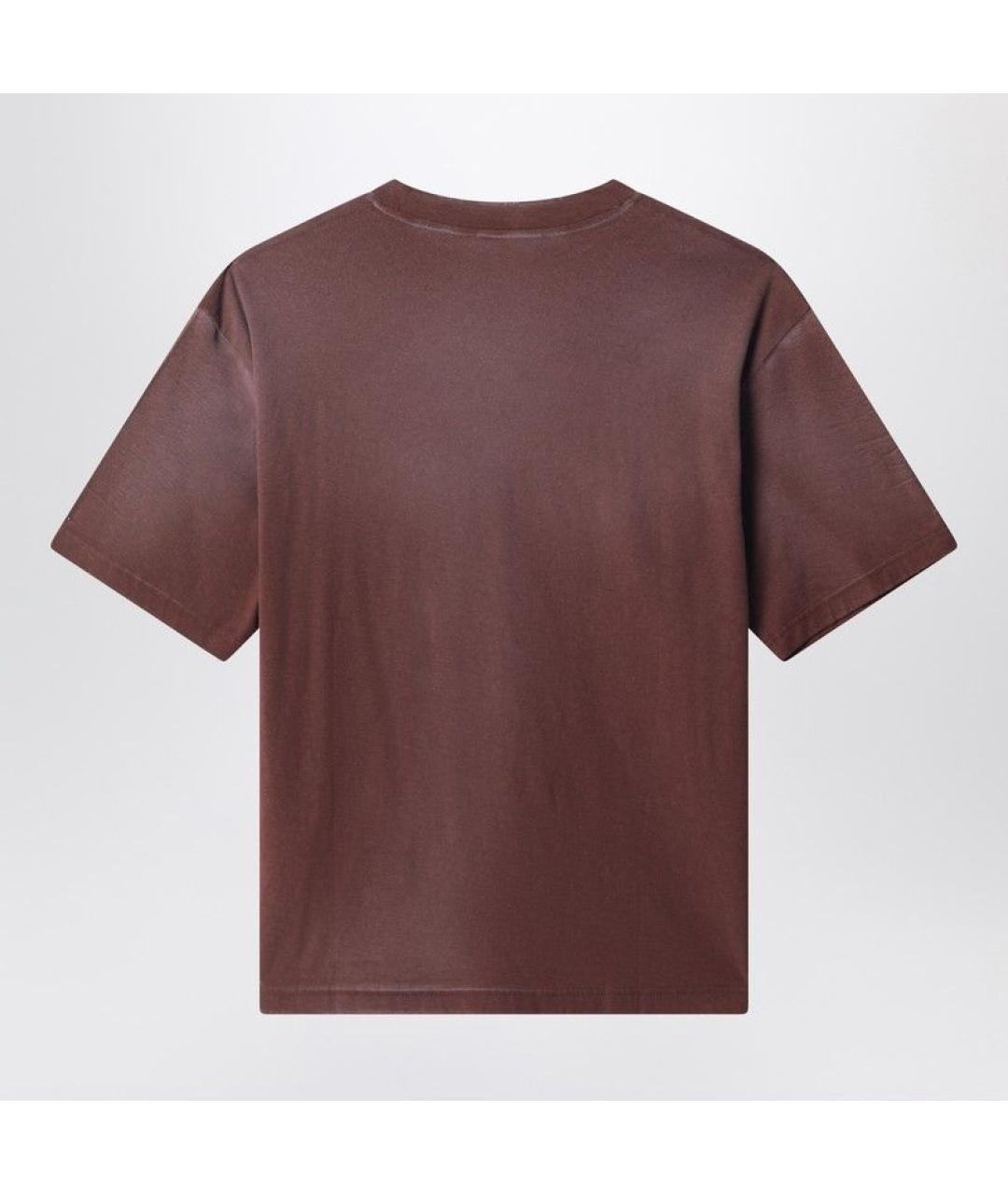 ACNE STUDIOS Коричневая хлопковая футболка, фото 2