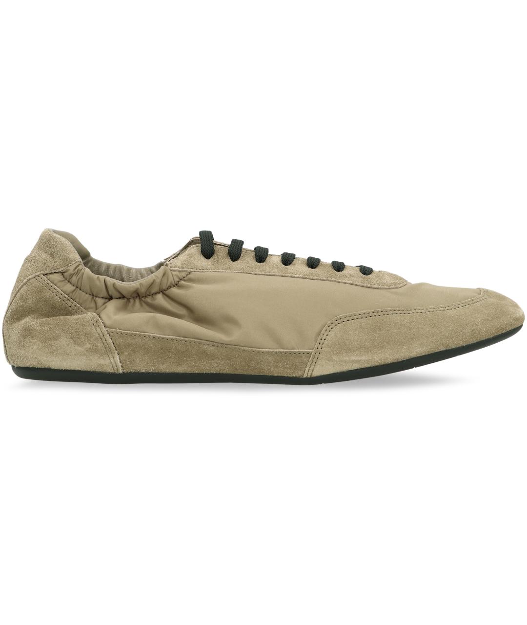 PRADA Хаки текстильные низкие кроссовки / кеды, фото 2