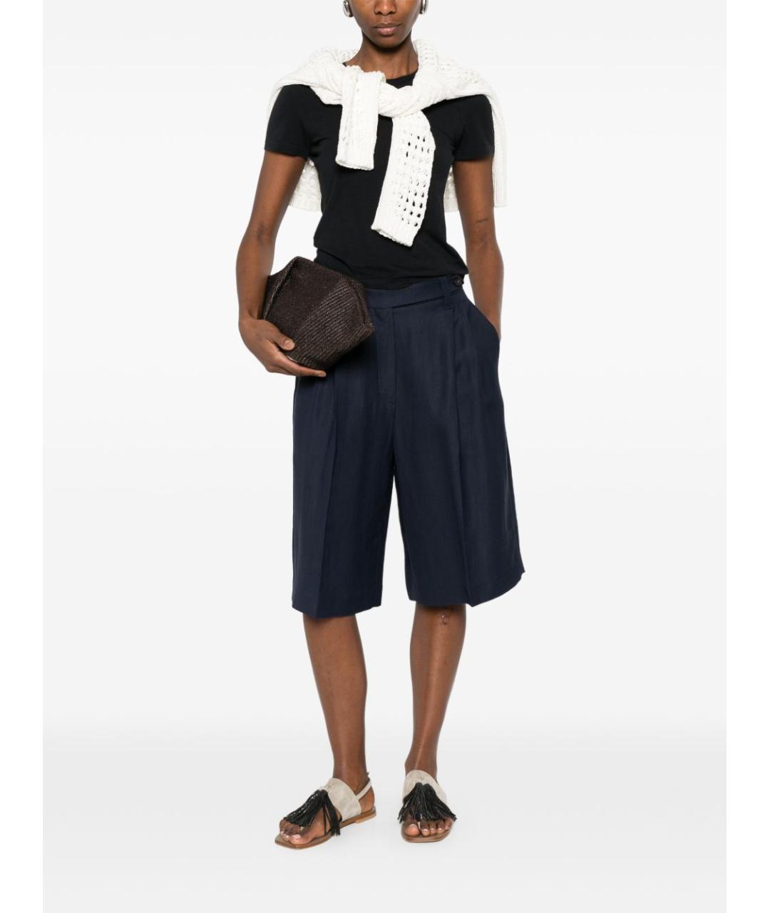 BRUNELLO CUCINELLI Синие льняные шорты, фото 4
