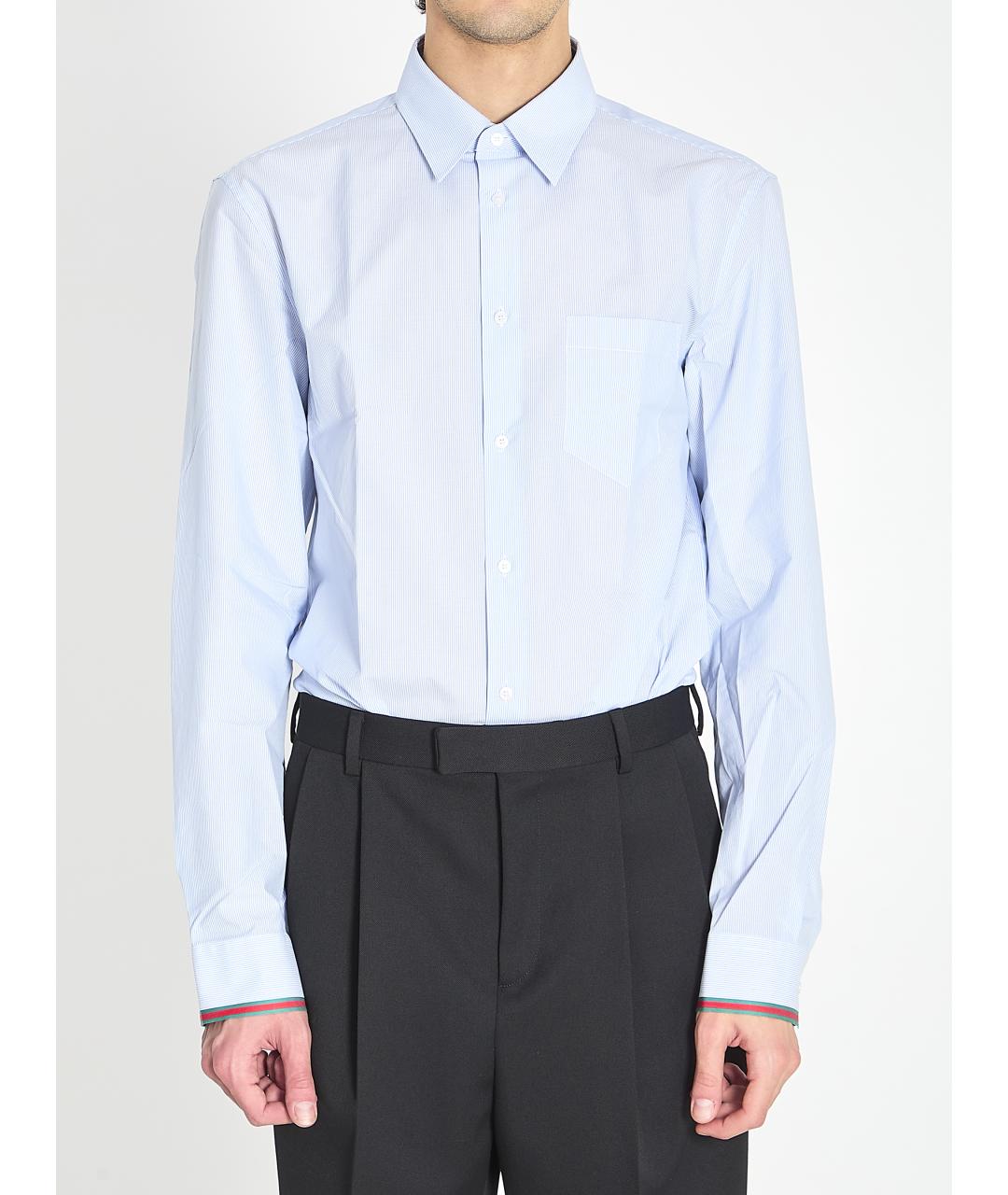 GUCCI Голубая хлопковая кэжуал рубашка, фото 2