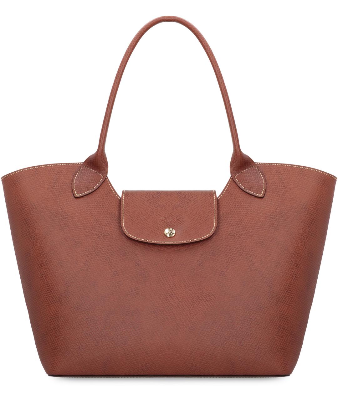 LONGCHAMP Коричневая кожаная сумка тоут, фото 2