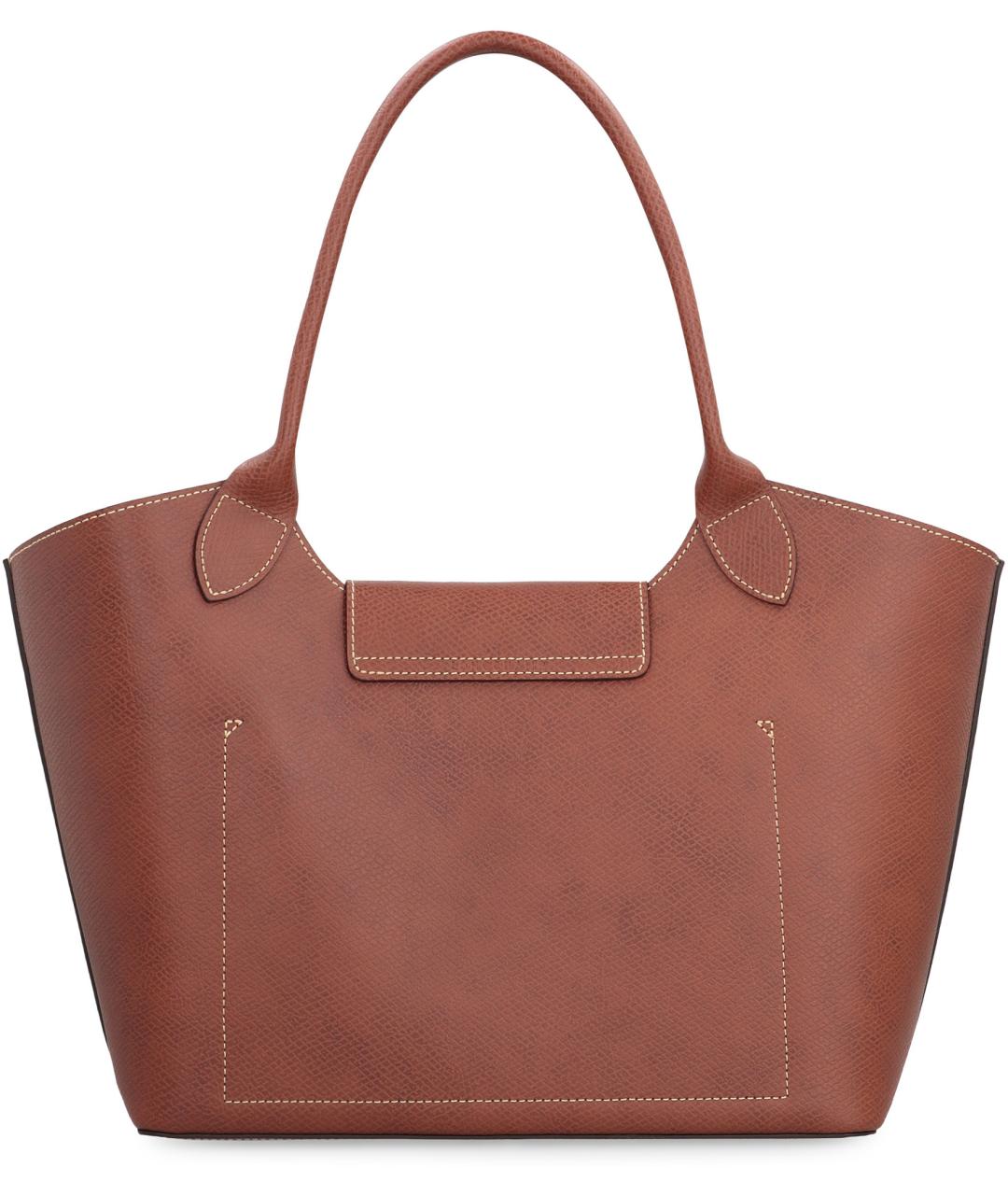 LONGCHAMP Коричневая кожаная сумка тоут, фото 4