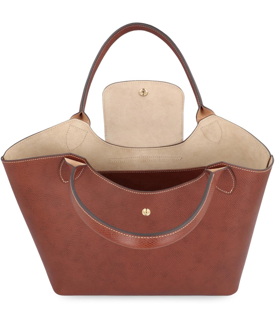 LONGCHAMP Коричневая кожаная сумка тоут, фото 5
