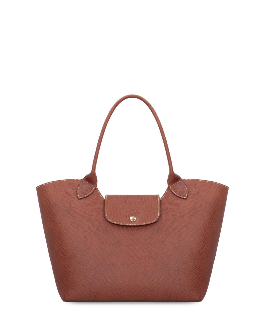 LONGCHAMP Коричневая кожаная сумка тоут, фото 1