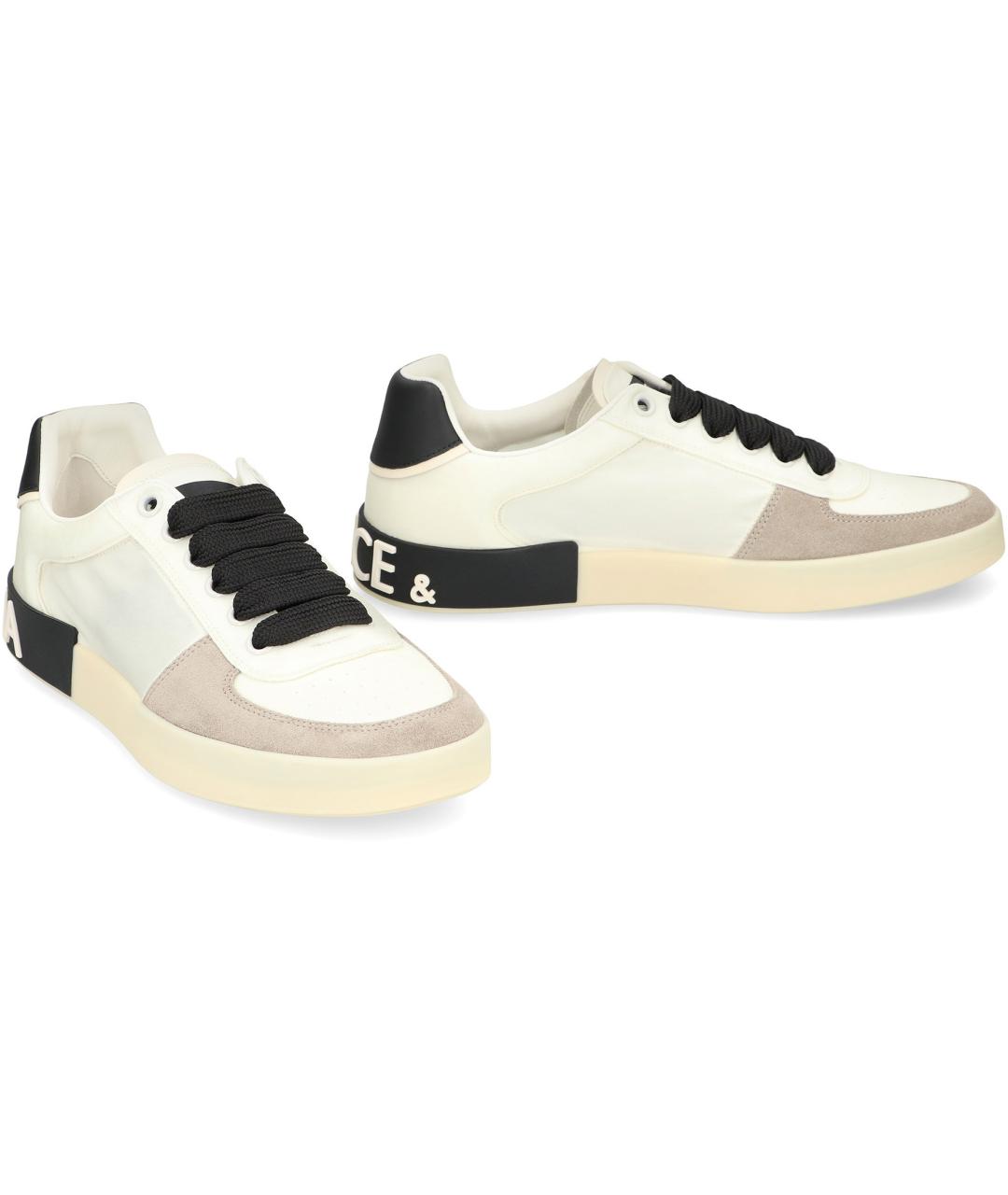 DOLCE&GABBANA Белые кожаные низкие кроссовки / кеды, фото 3