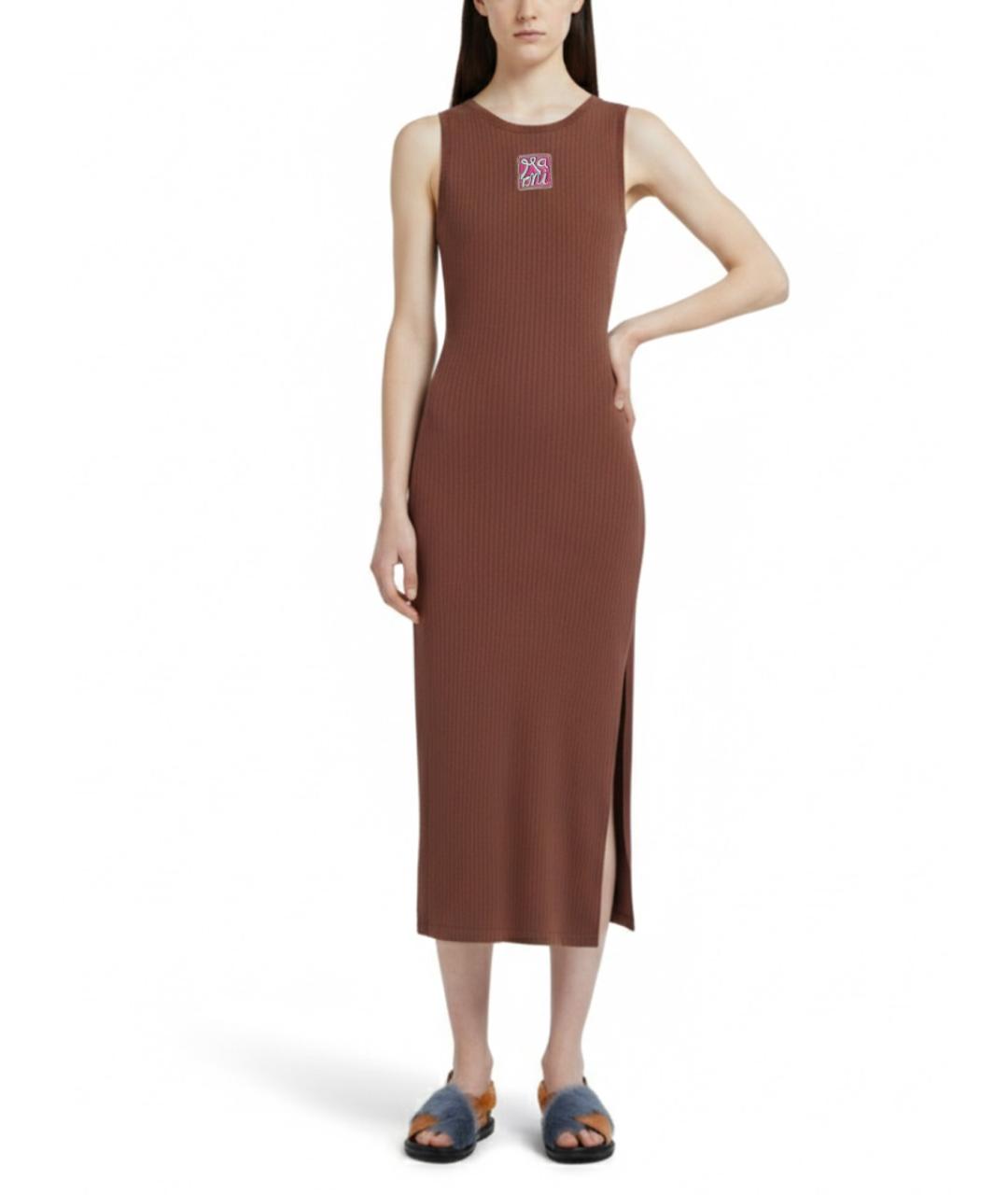 MARNI Коричневое хлопковое повседневное платье, фото 2