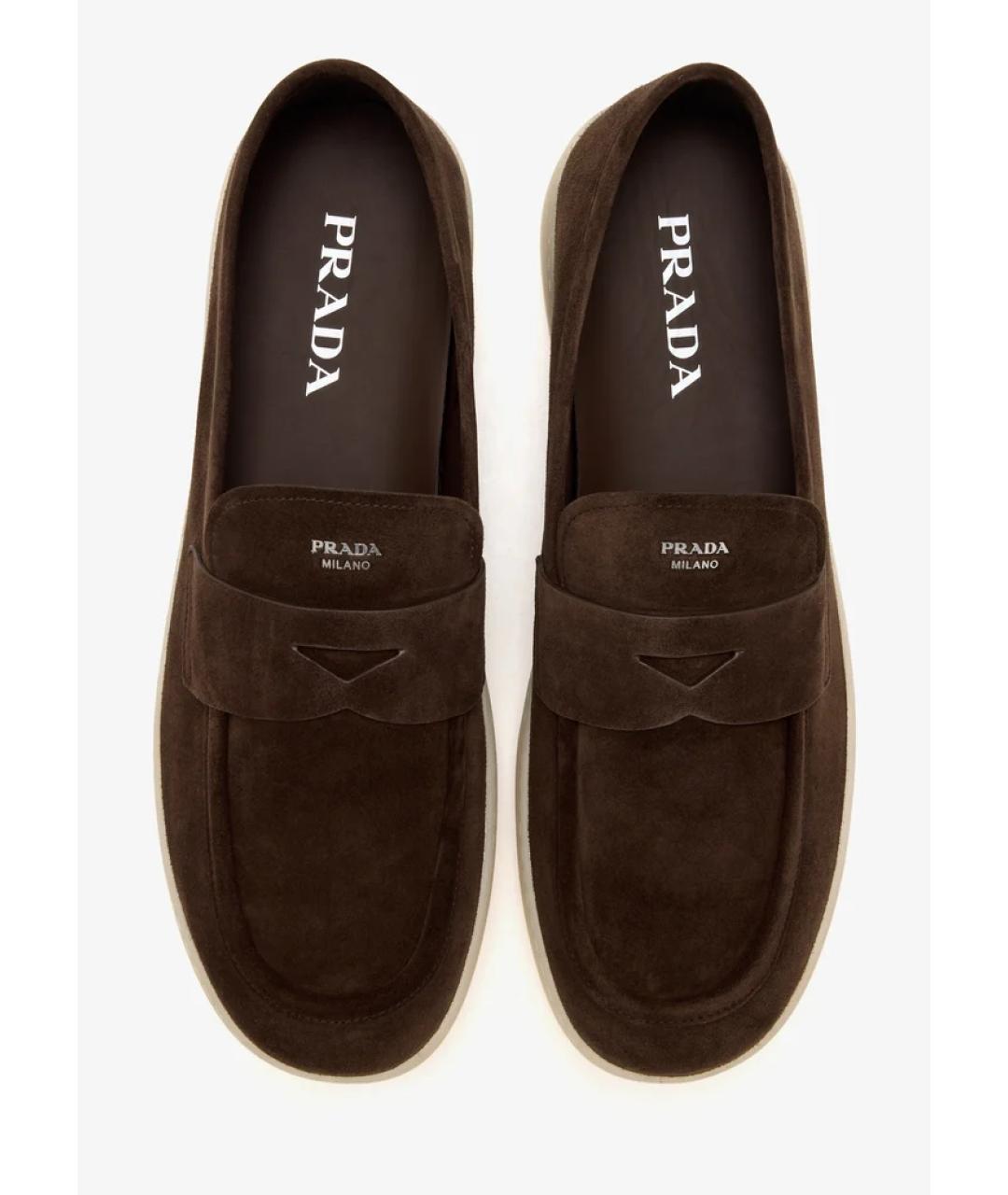 PRADA Коричневые замшевые лоферы, фото 4