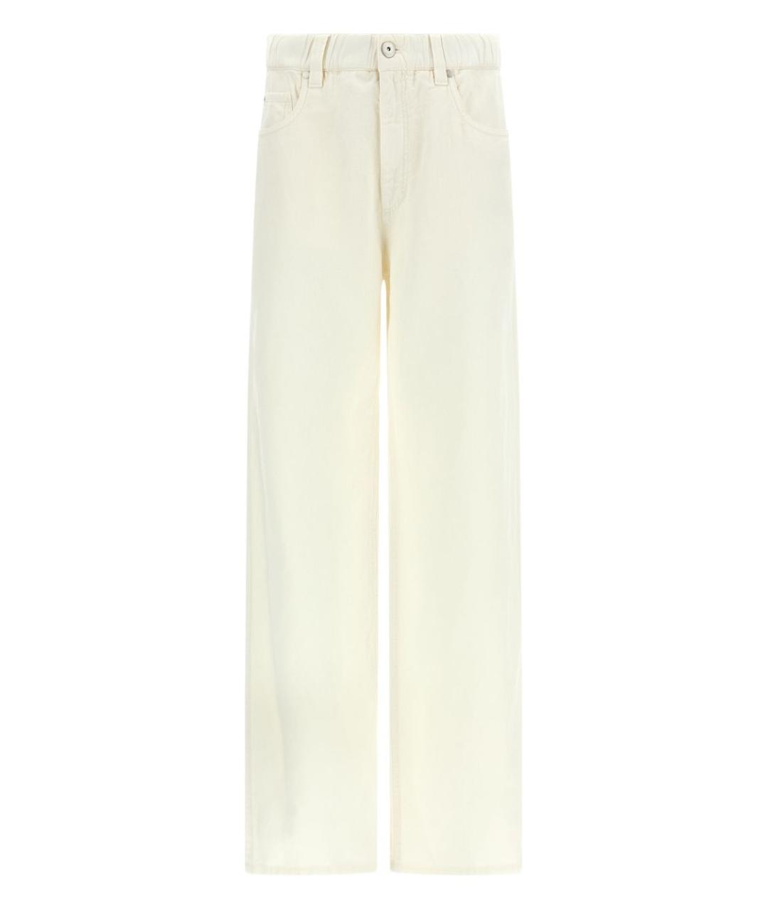 BRUNELLO CUCINELLI Белые хлопковые прямые джинсы, фото 1