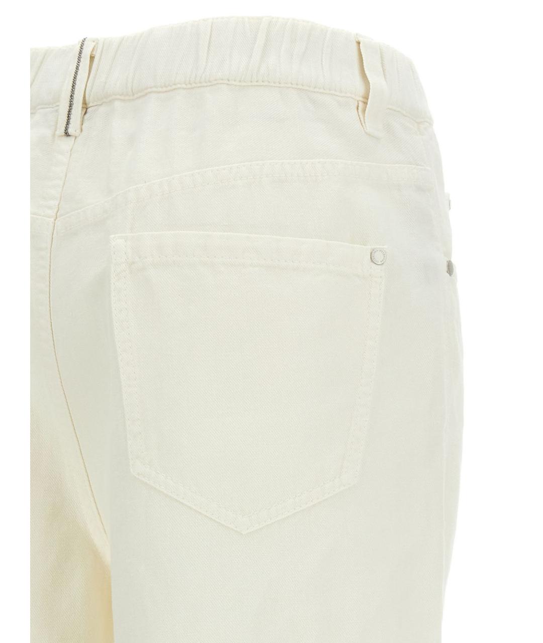 BRUNELLO CUCINELLI Белые хлопковые прямые джинсы, фото 4