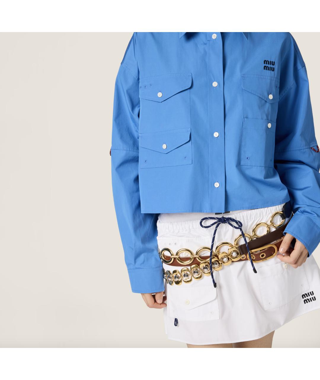 MIU MIU Голубая хлопковая рубашка, фото 3