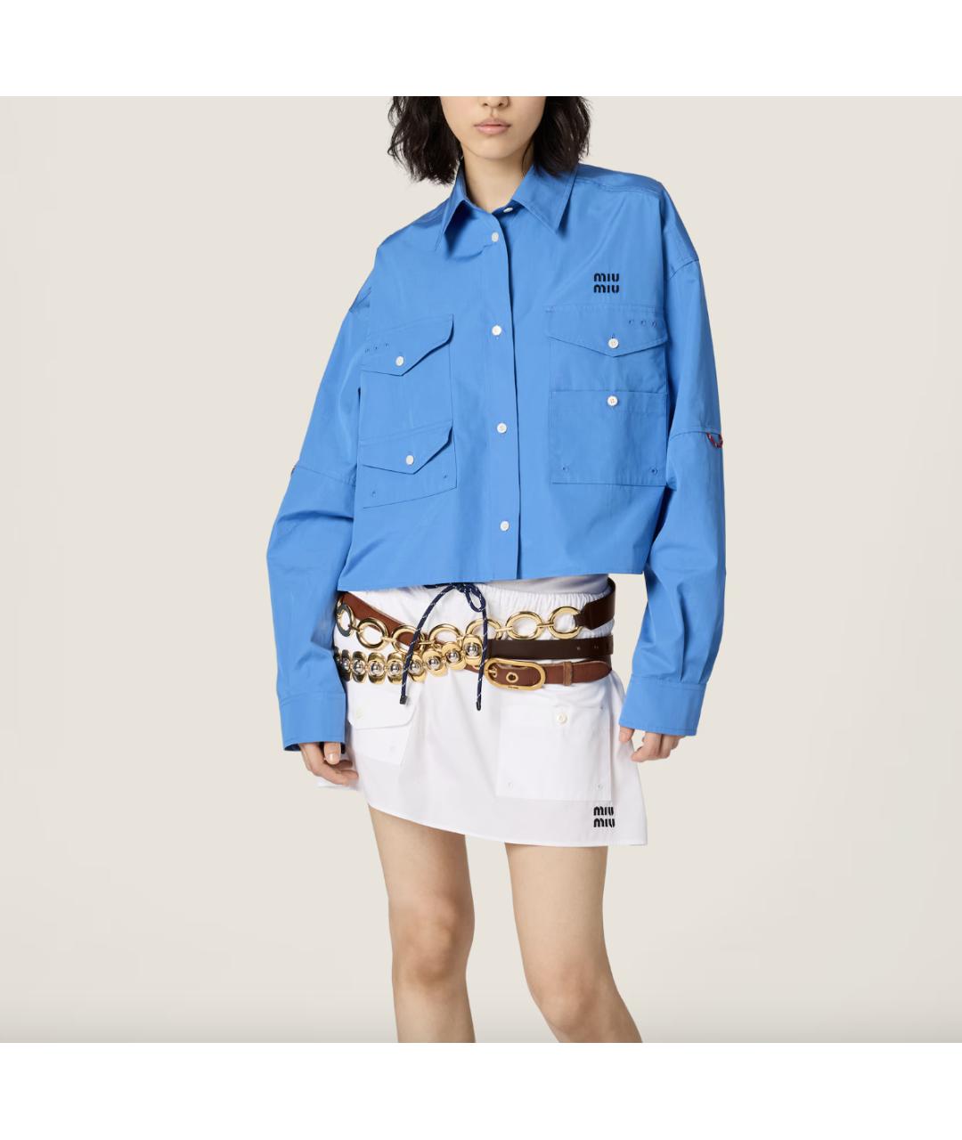 MIU MIU Голубая хлопковая рубашка, фото 6