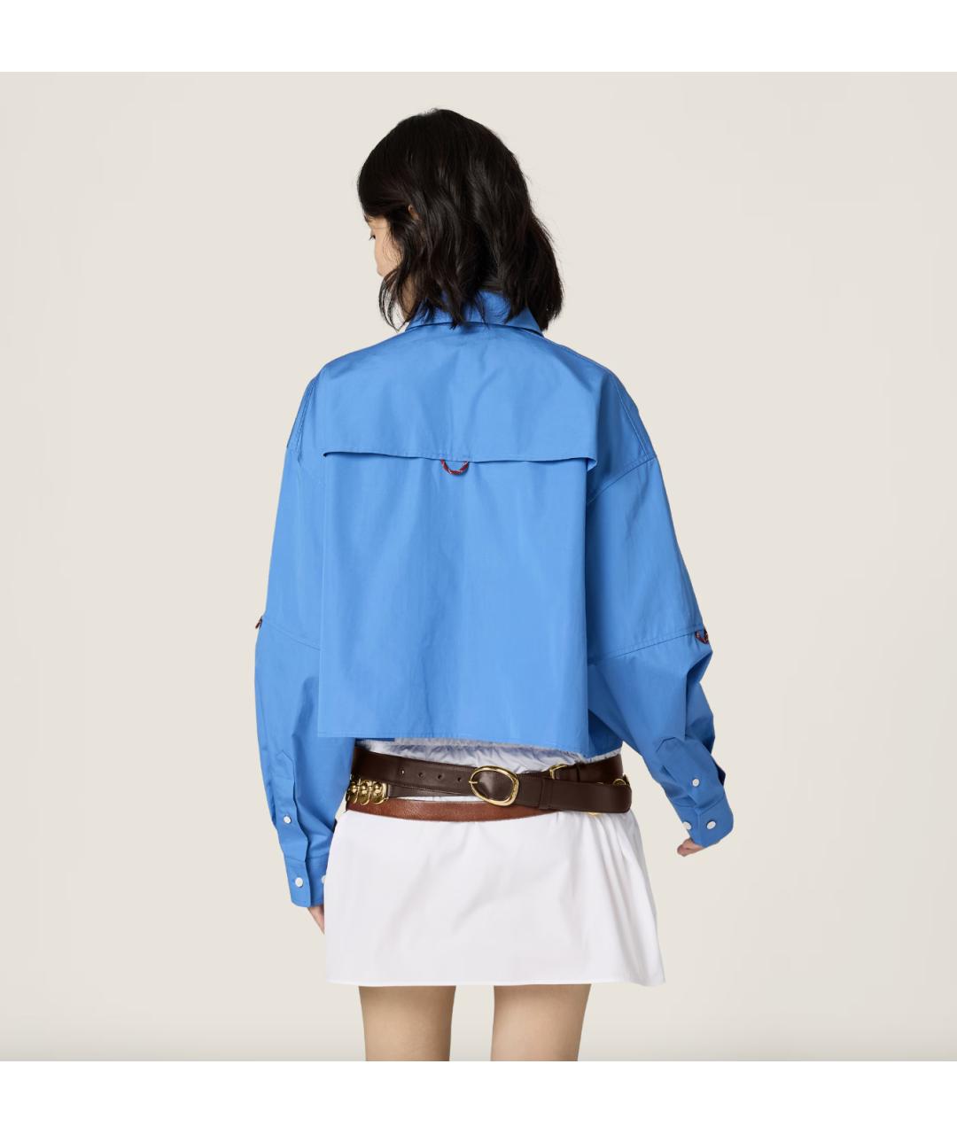 MIU MIU Голубая хлопковая рубашка, фото 5
