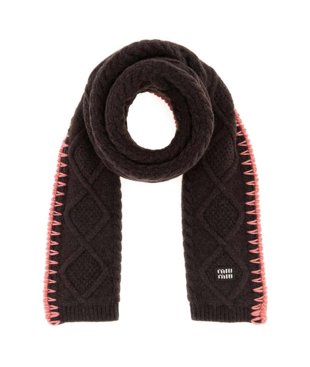 MIU MIU Коричневый кашемировый шарф, фото 1