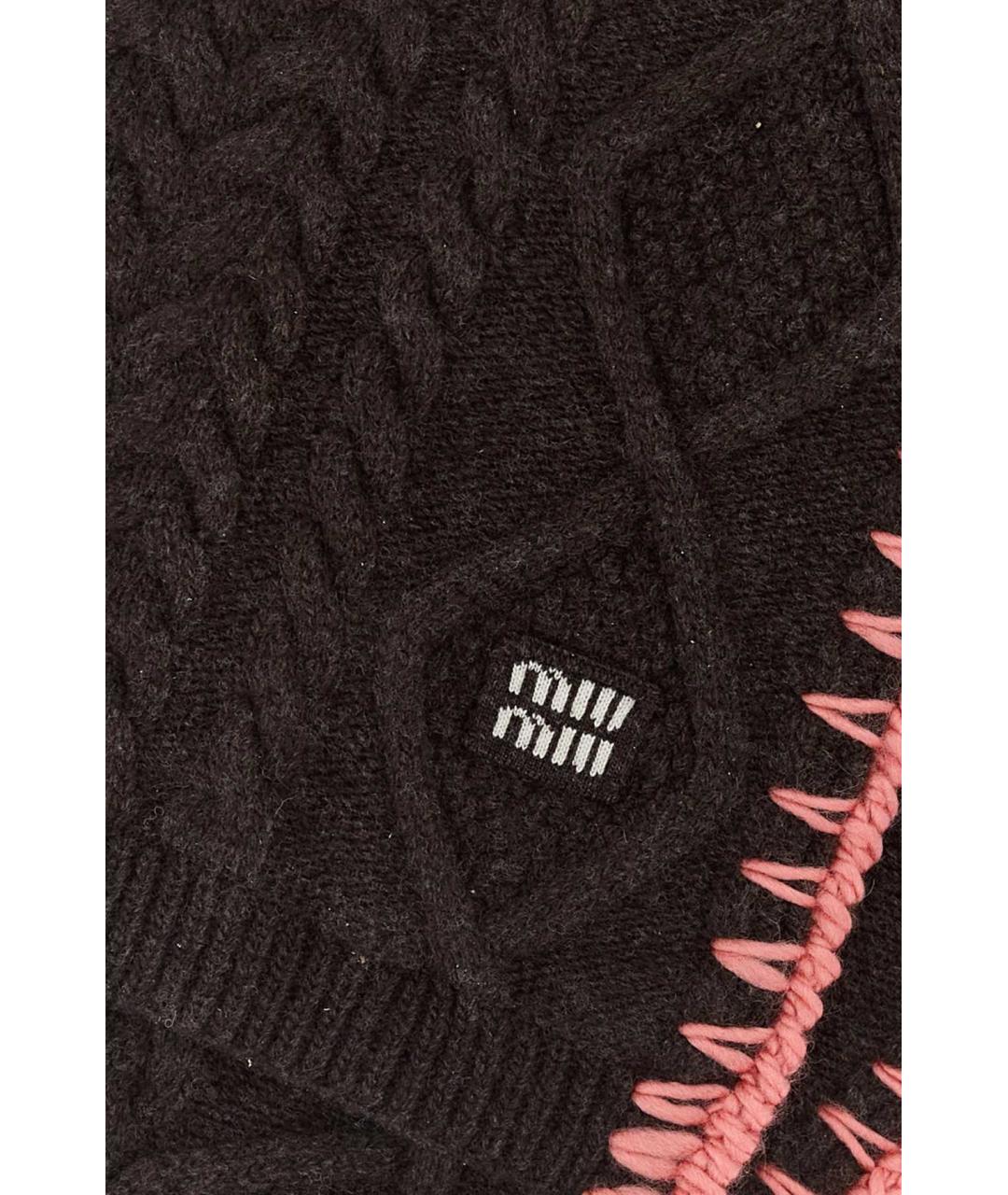 MIU MIU Коричневый кашемировый шарф, фото 2