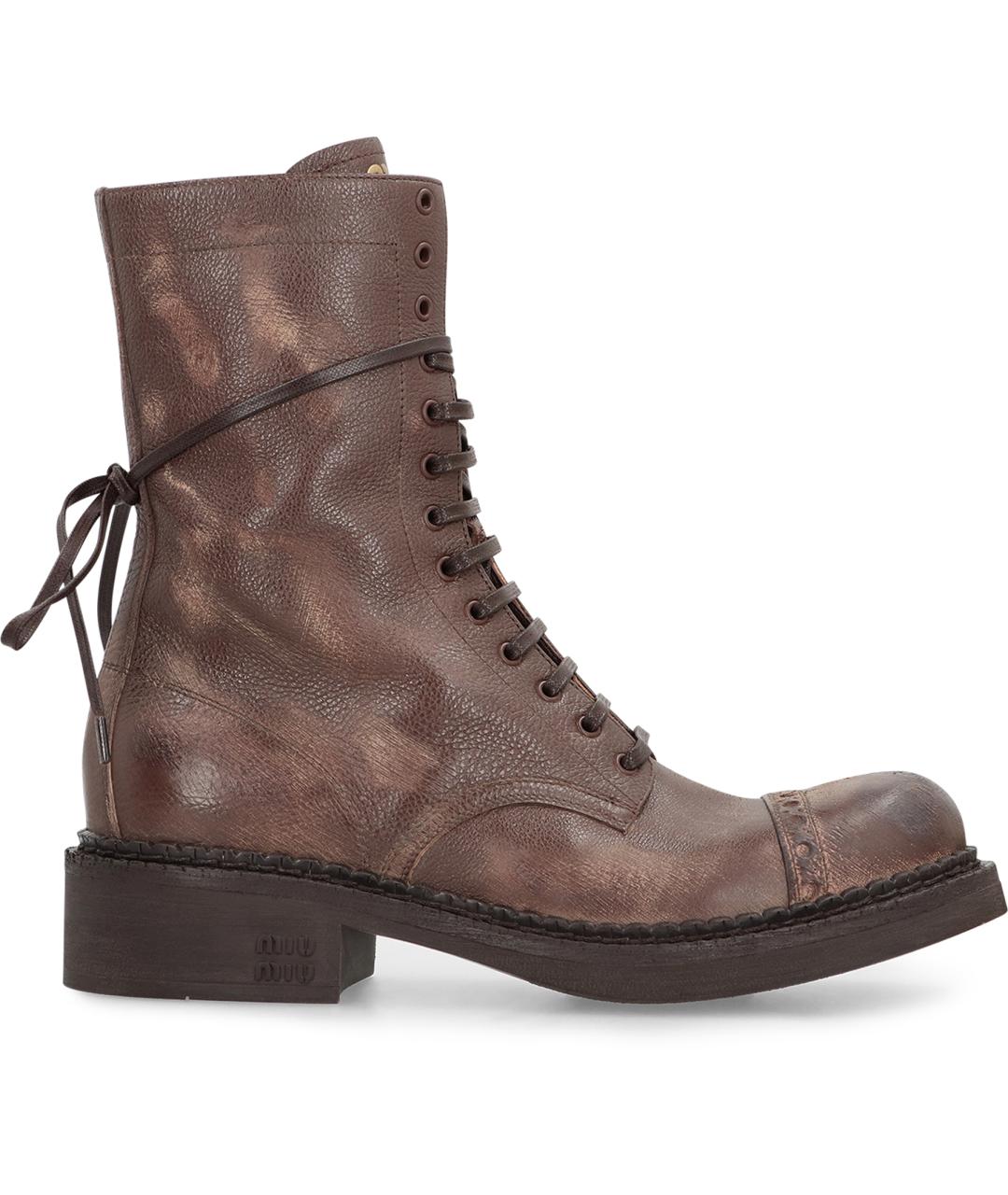 MIU MIU Коричневые кожаные ботинки, фото 4