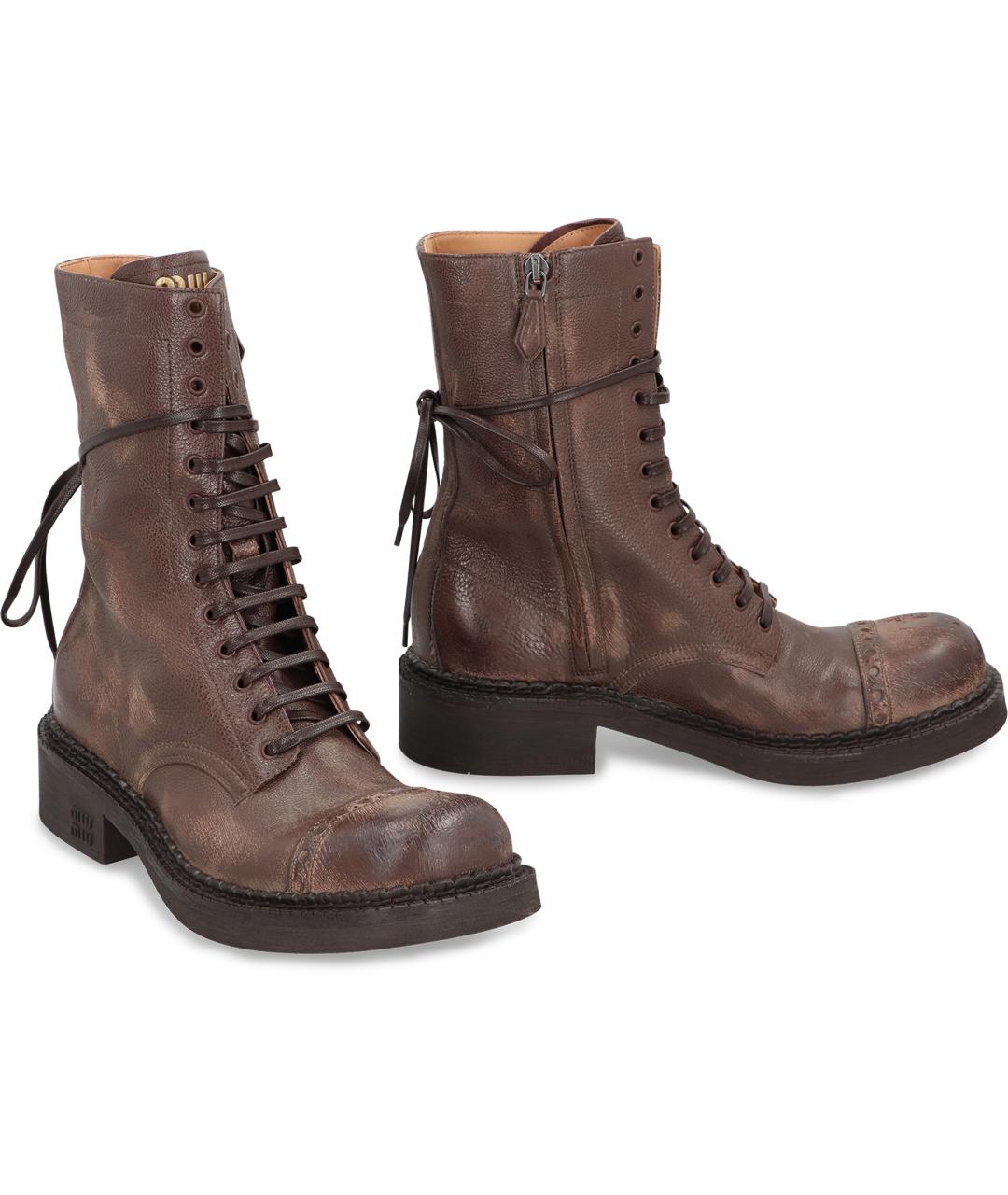 MIU MIU Коричневые кожаные ботинки, фото 5