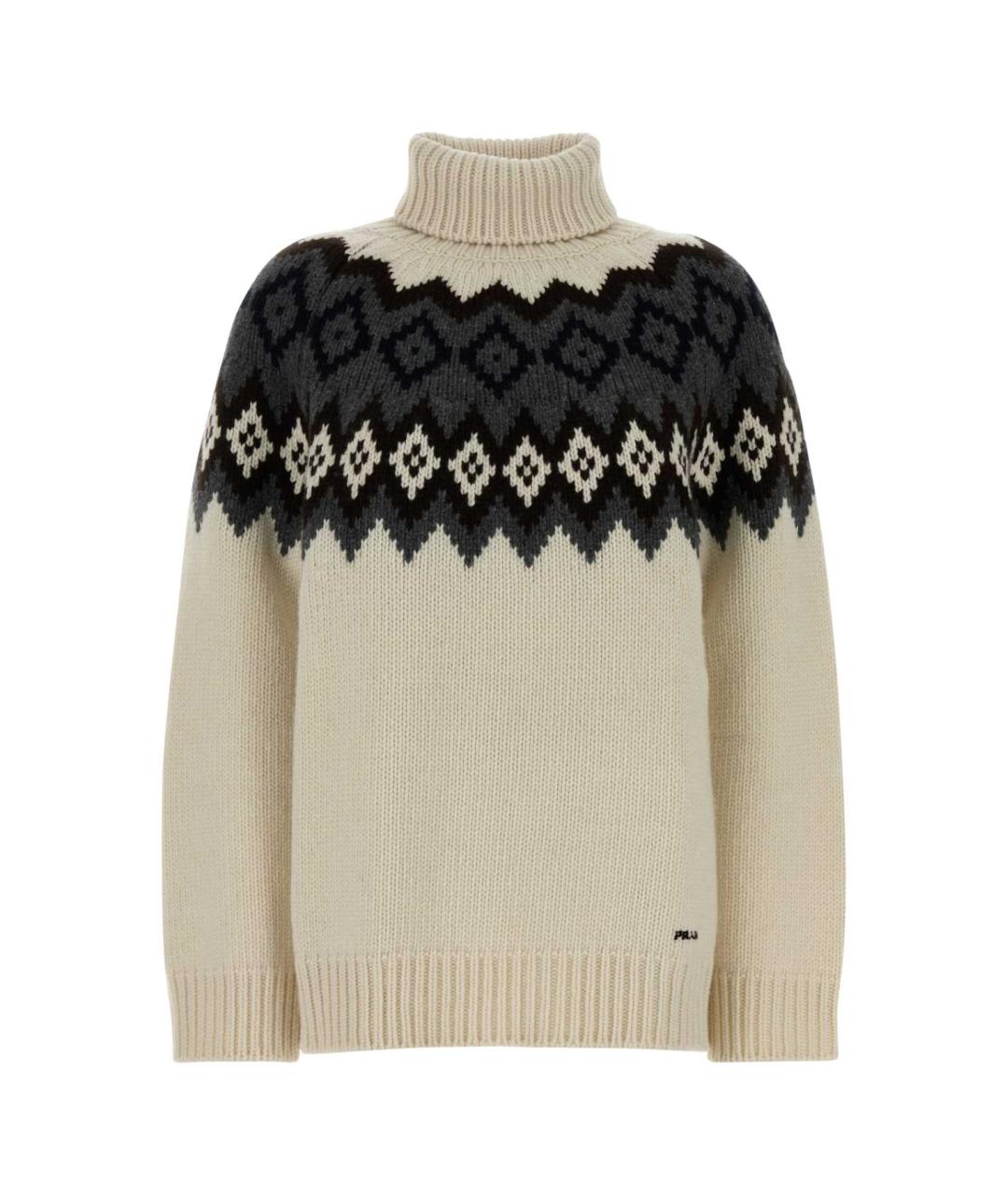 PRADA Бежевый шерстяной джемпер / свитер, фото 1