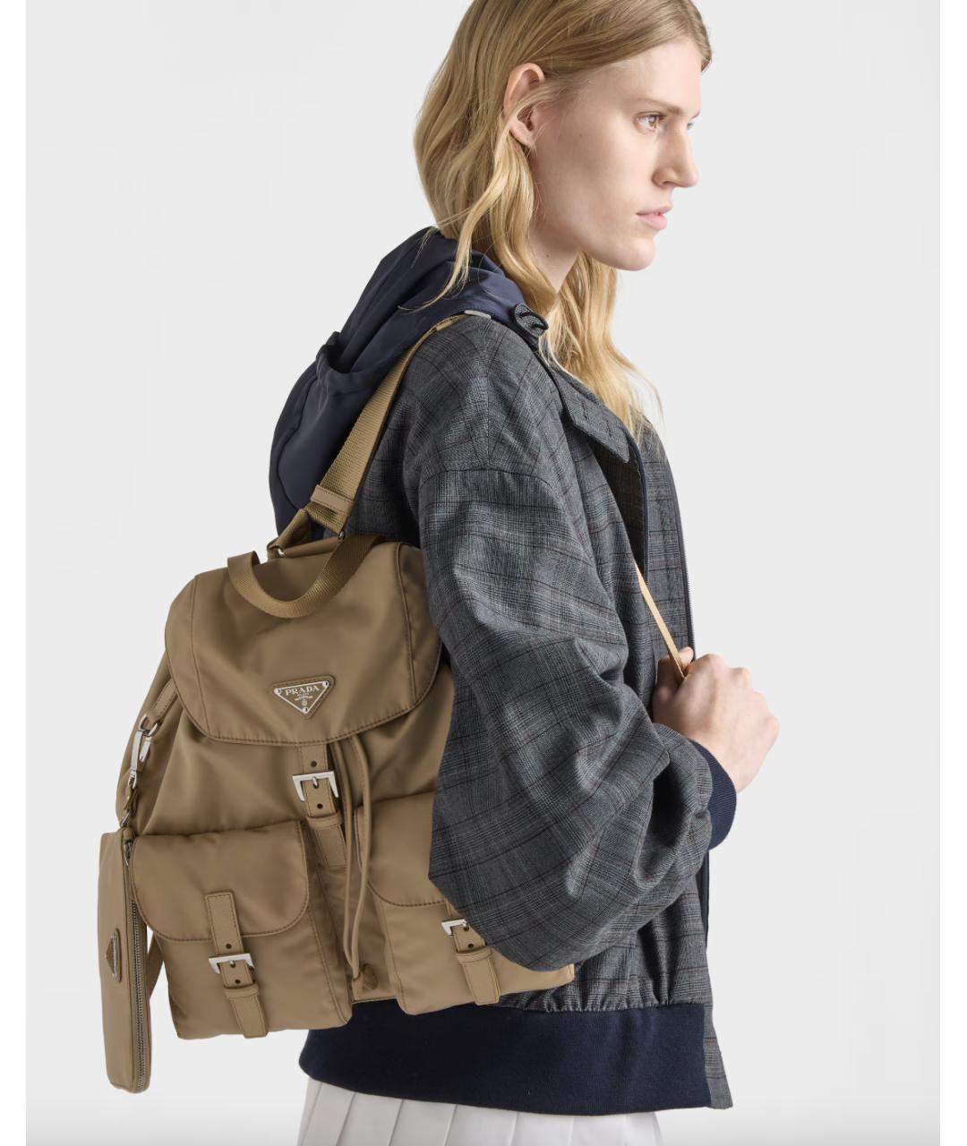 PRADA Бежевый синтетический рюкзак, фото 7