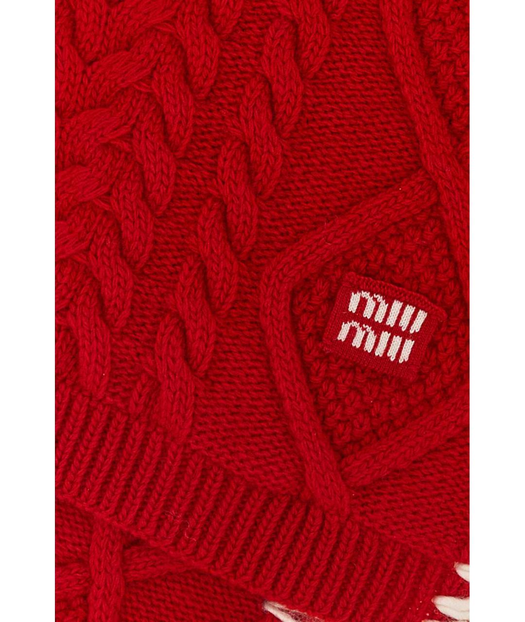 MIU MIU Красный кашемировый шарф, фото 2