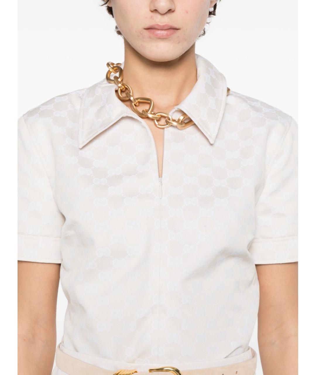 GUCCI Бежевая полиэстеровая рубашка, фото 5