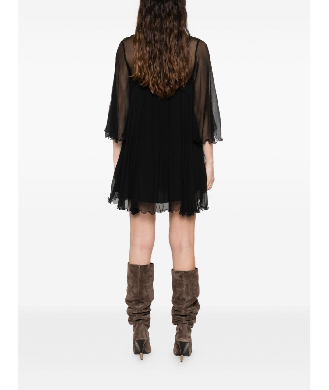 CHLOE Черное шелковое повседневное платье, фото 4