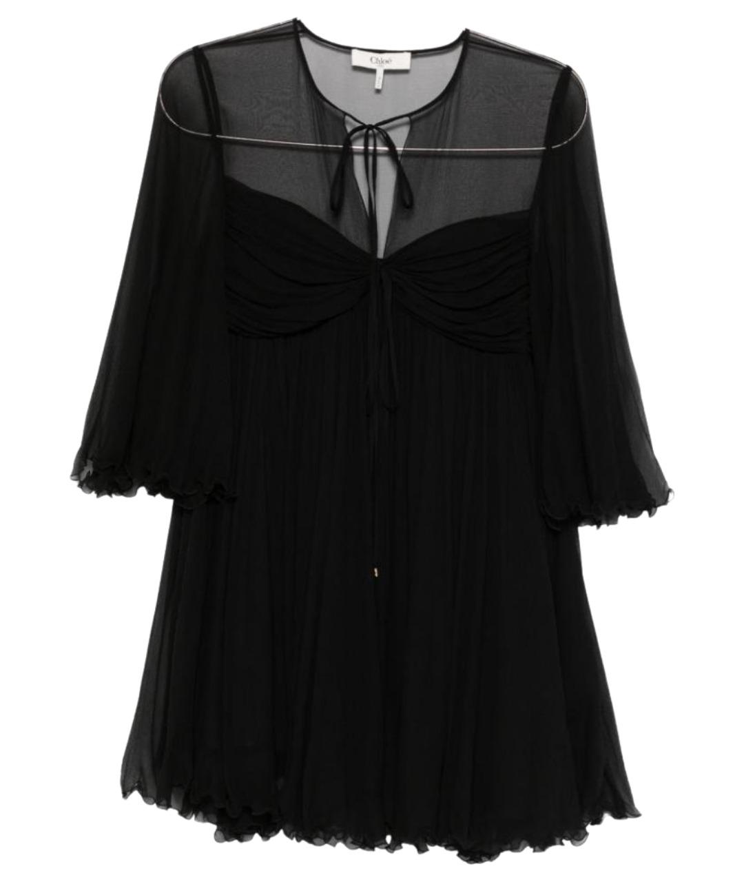 CHLOE Черное шелковое повседневное платье, фото 1