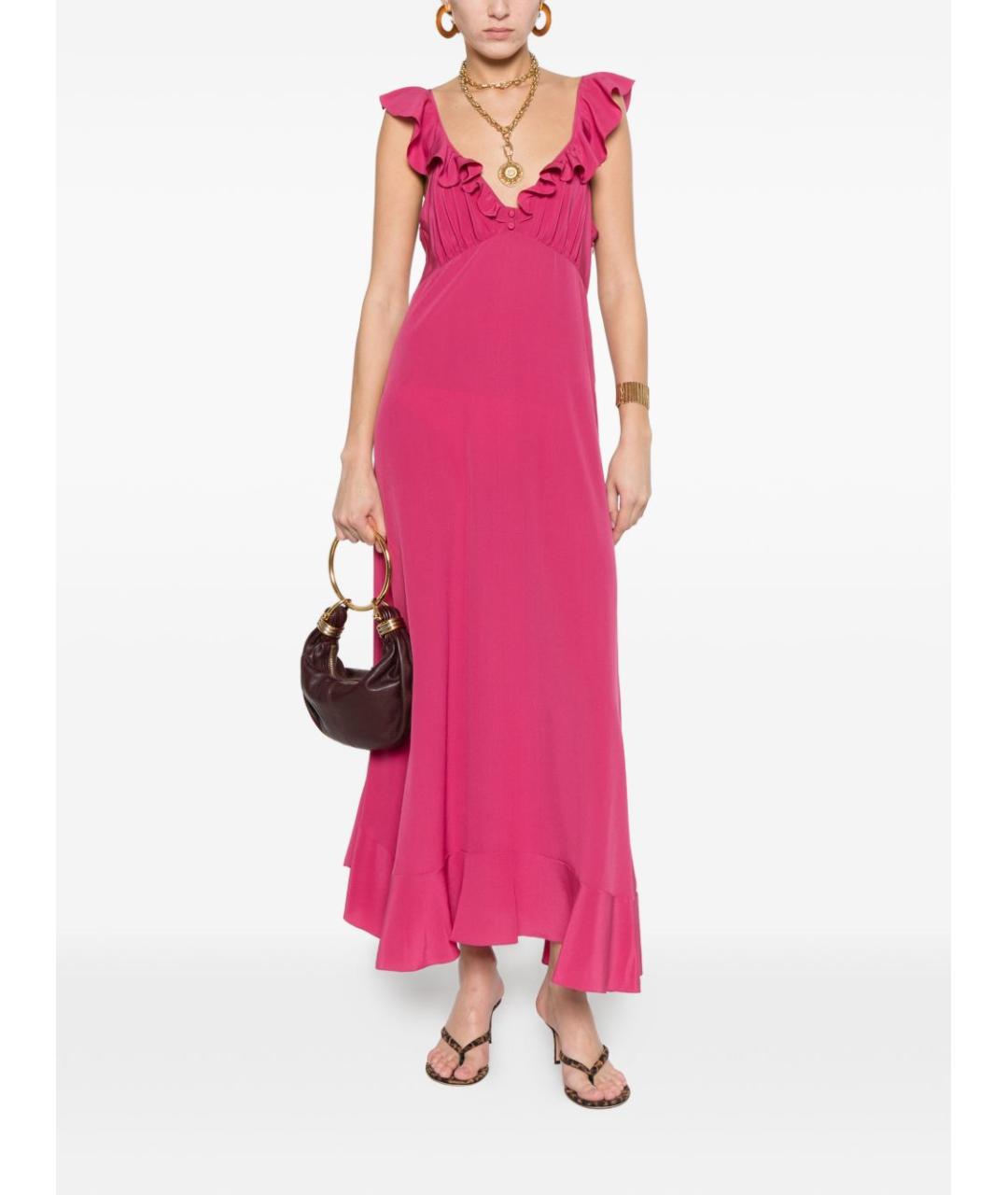 CHLOE Фиолетовое шелковое повседневное платье, фото 5