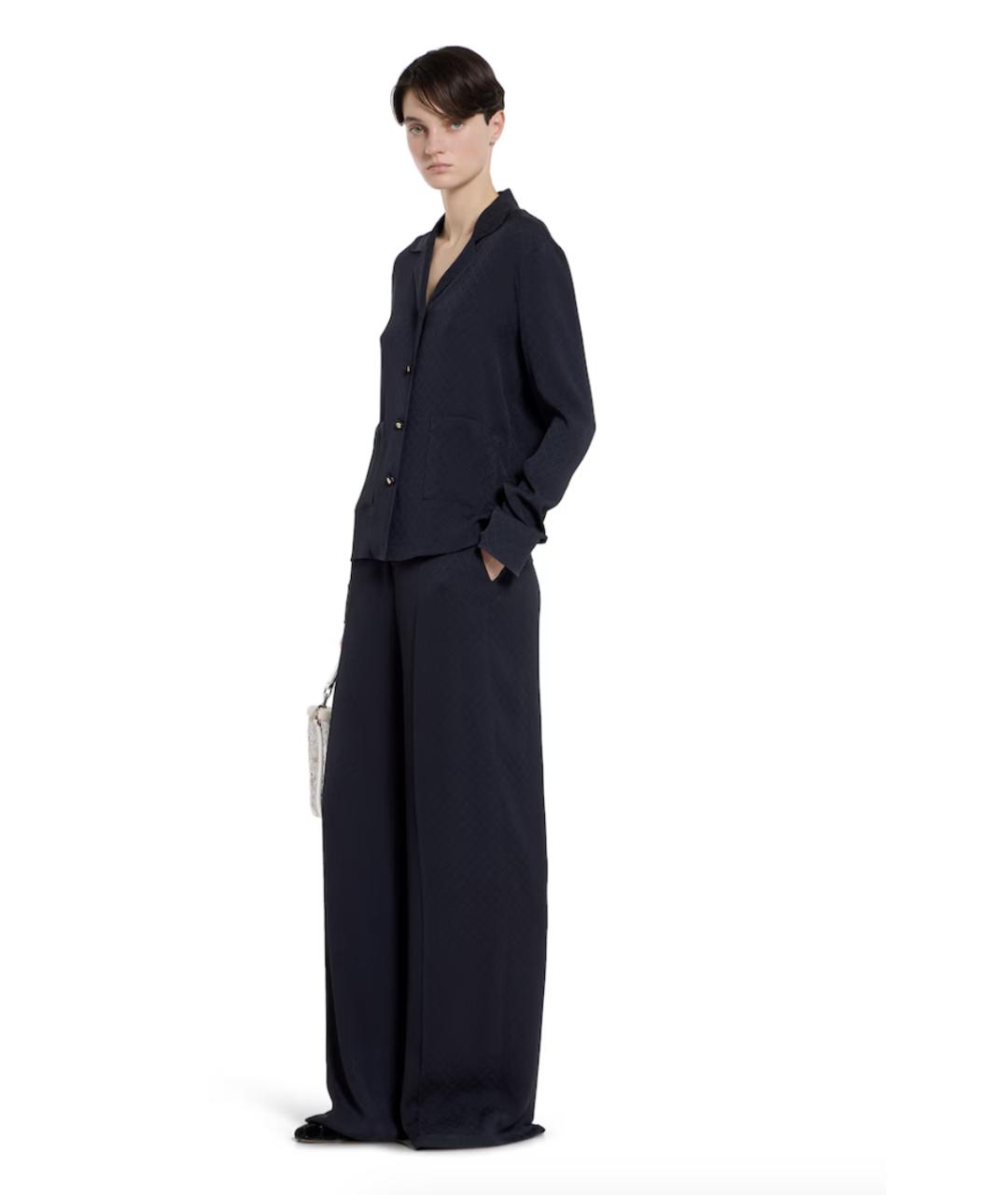 GUCCI Темно-синие вискозные прямые брюки, фото 2