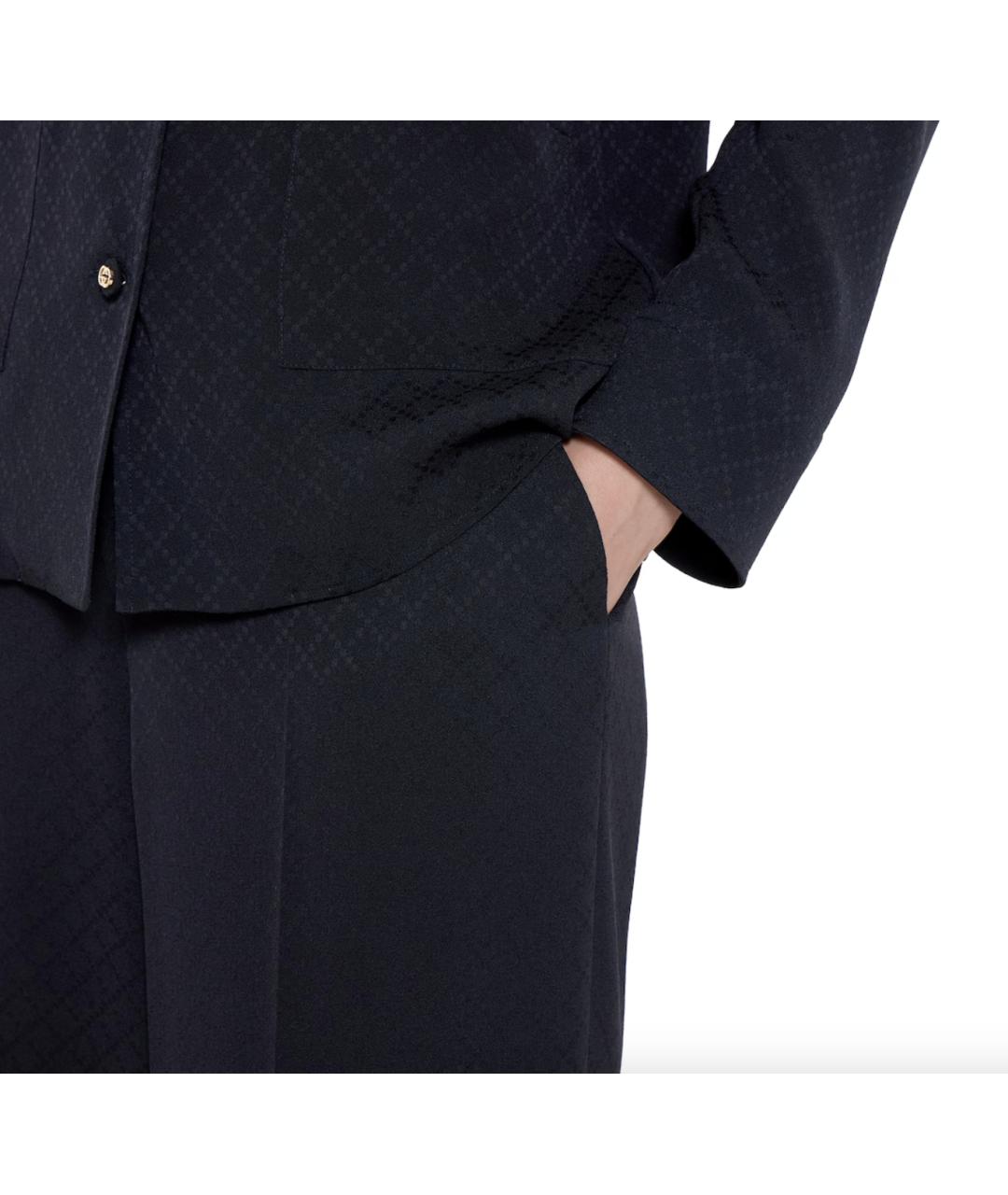 GUCCI Темно-синие вискозные прямые брюки, фото 3