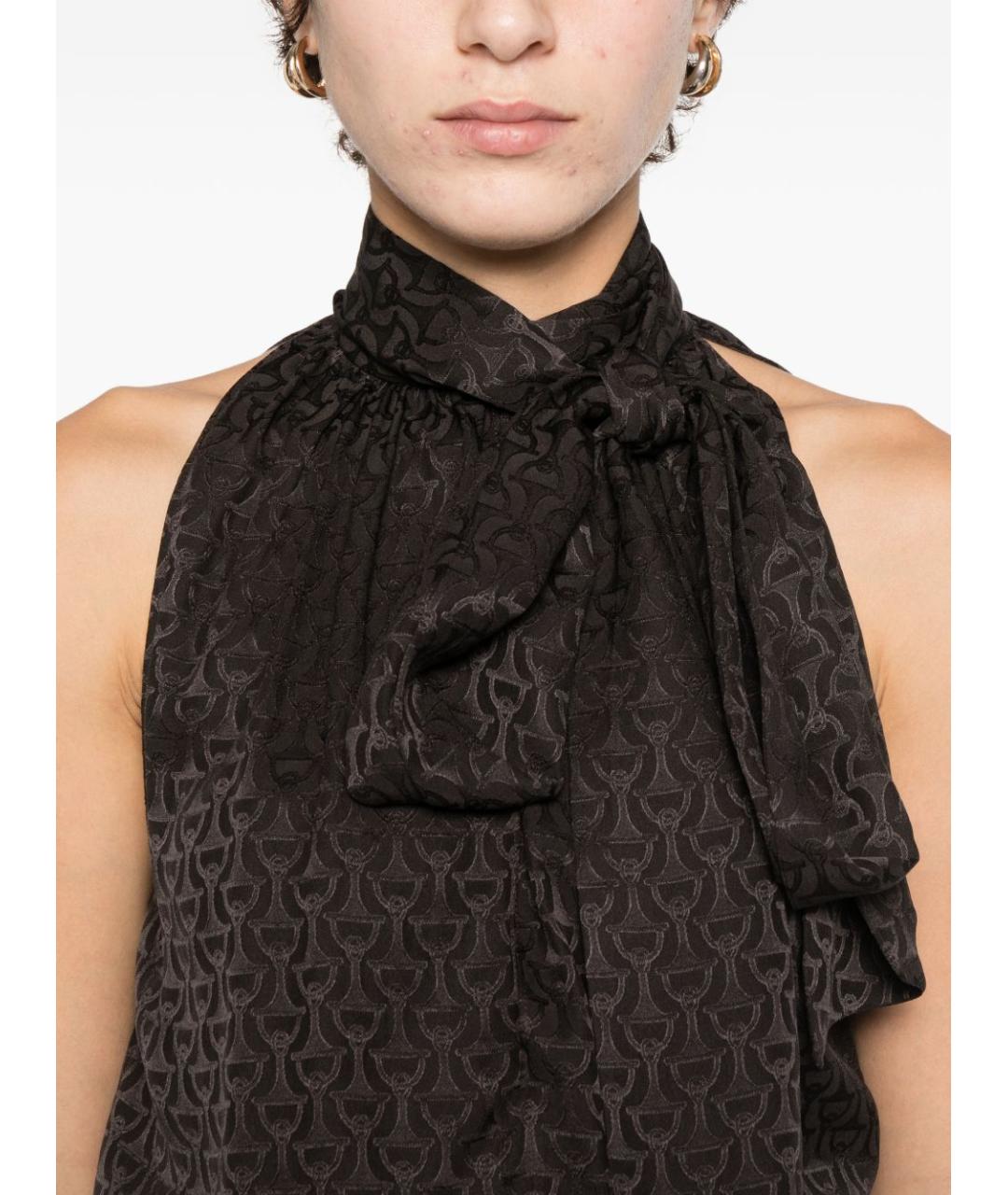 GUCCI Коричневая шелковая блузы, фото 2