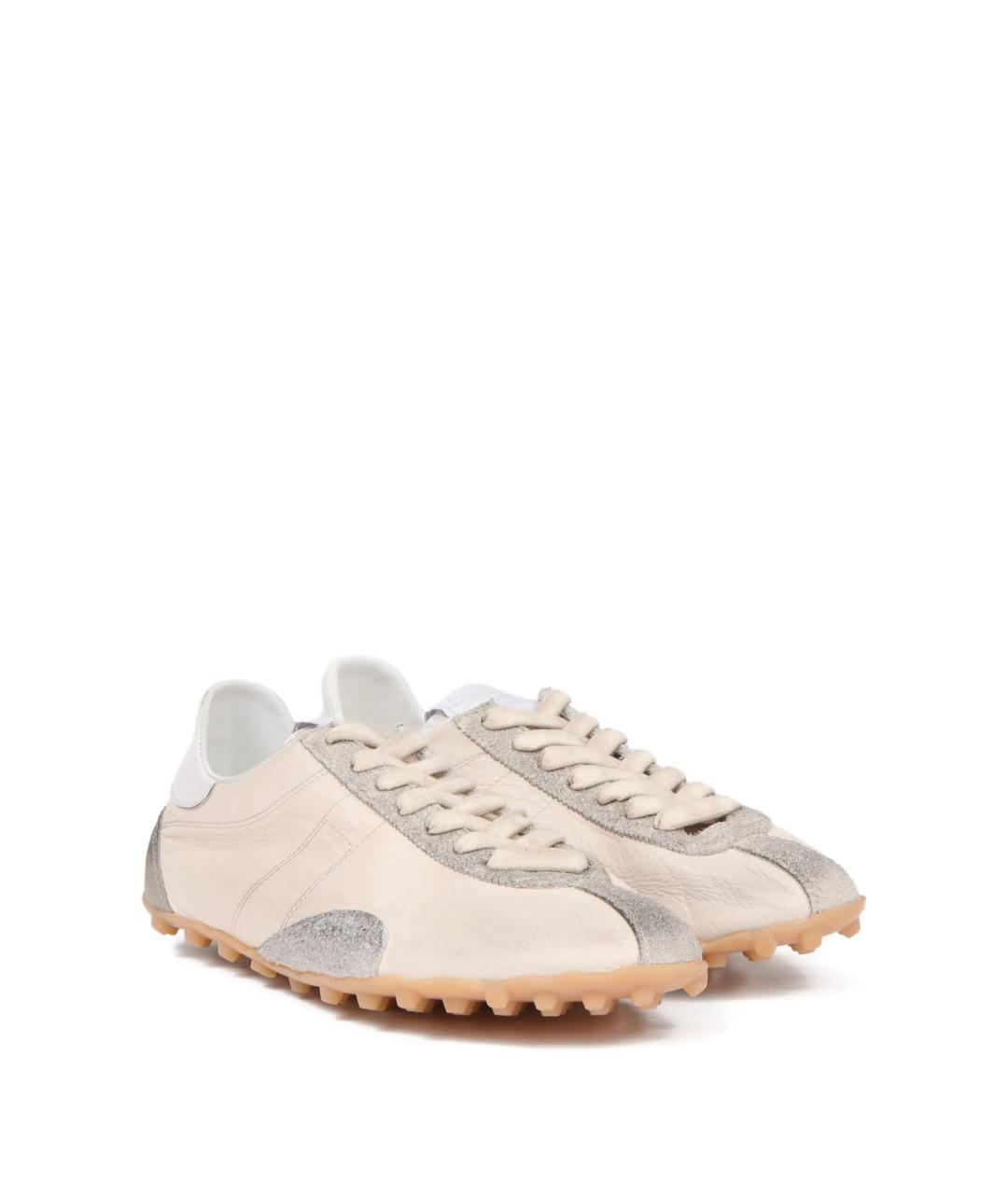 MAISON MARGIELA Бежевые кожаные кроссовки, фото 2