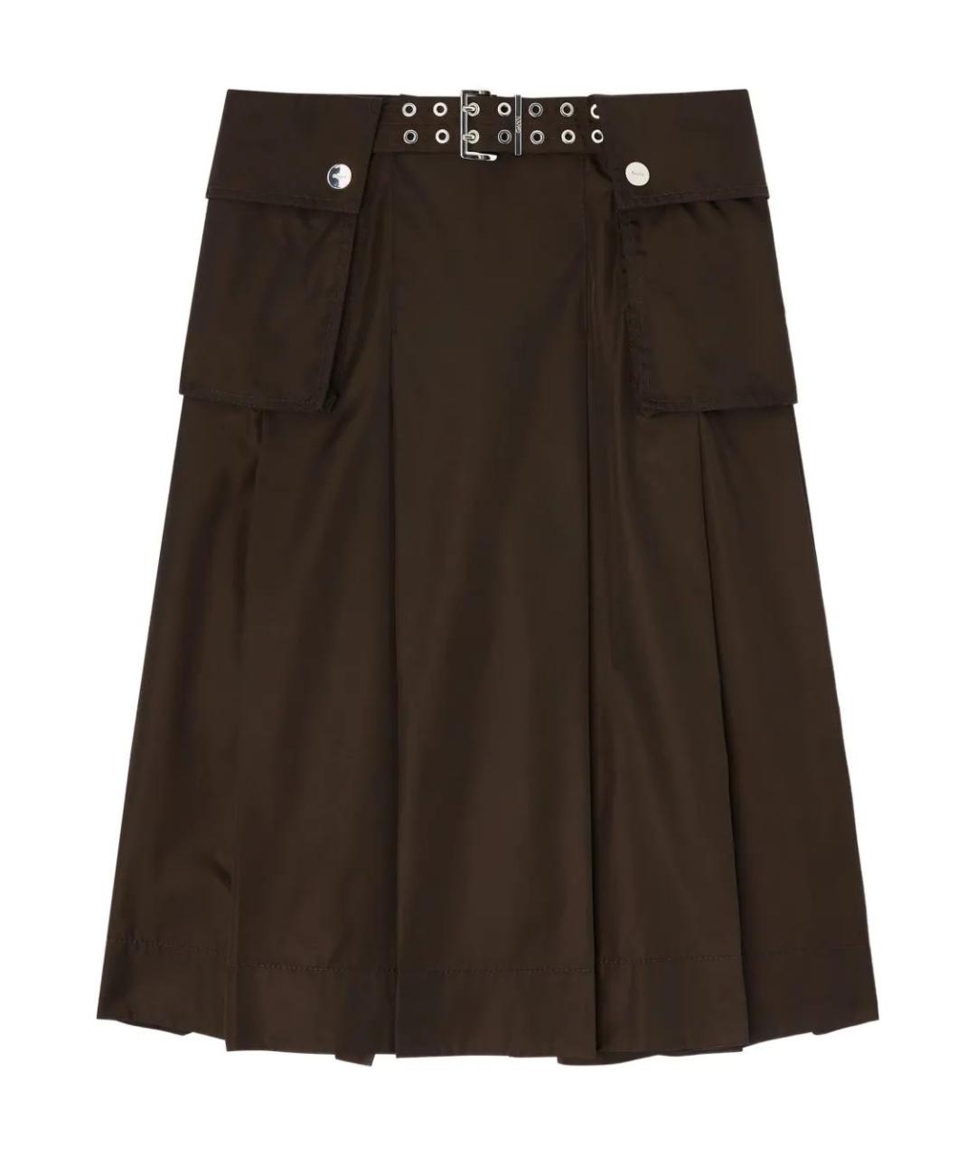 GANNI Коричневая полиамидовая юбка миди, фото 1
