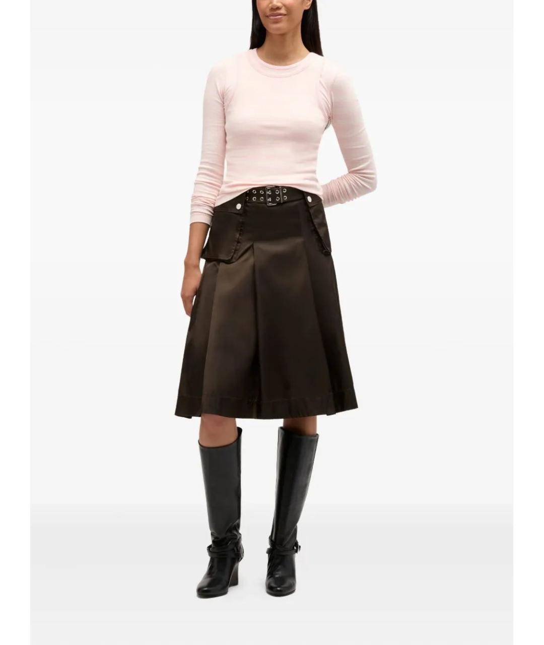 GANNI Коричневая полиамидовая юбка миди, фото 2
