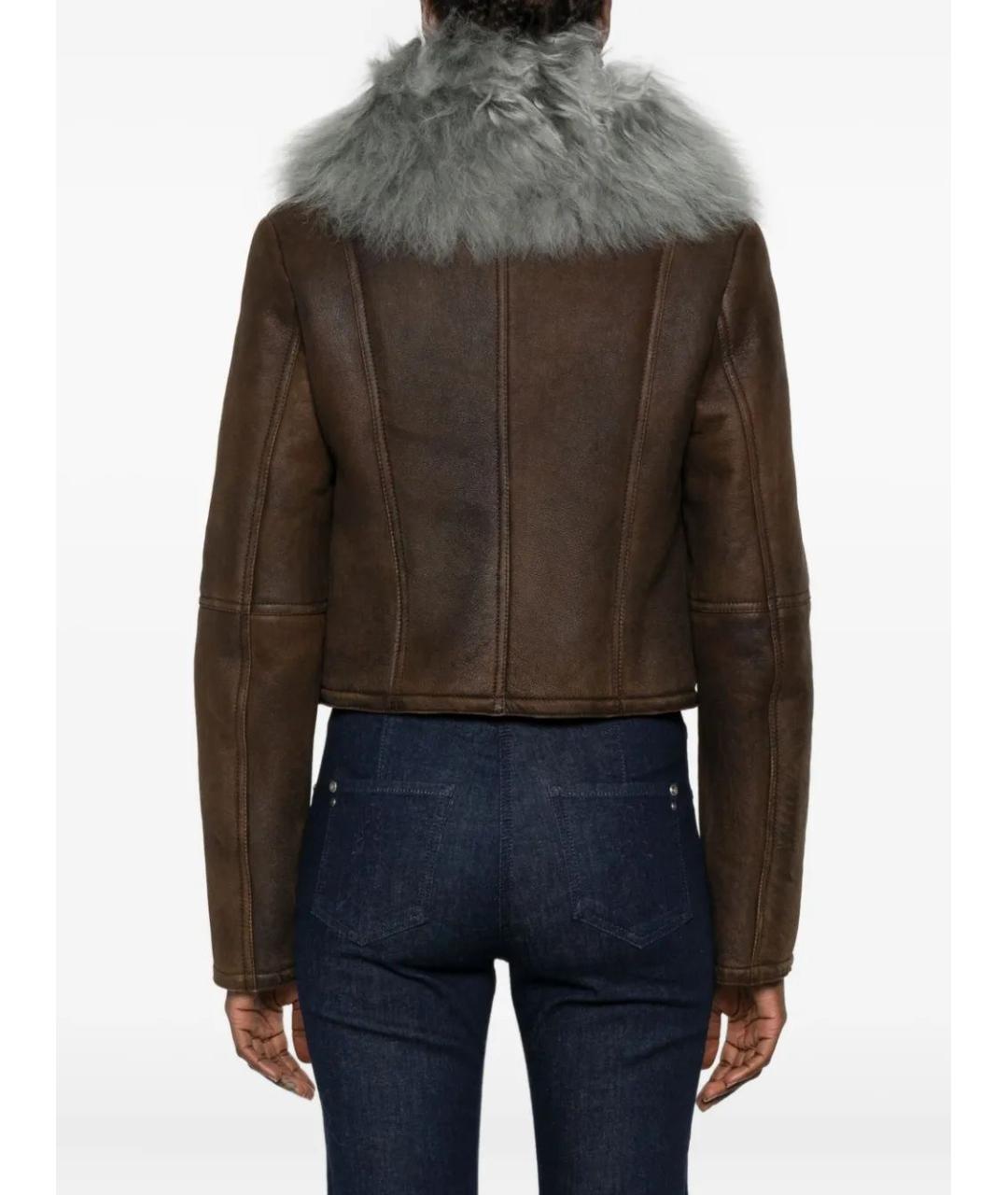 PATRIZIA PEPE Коричневая кожаная куртка, фото 2