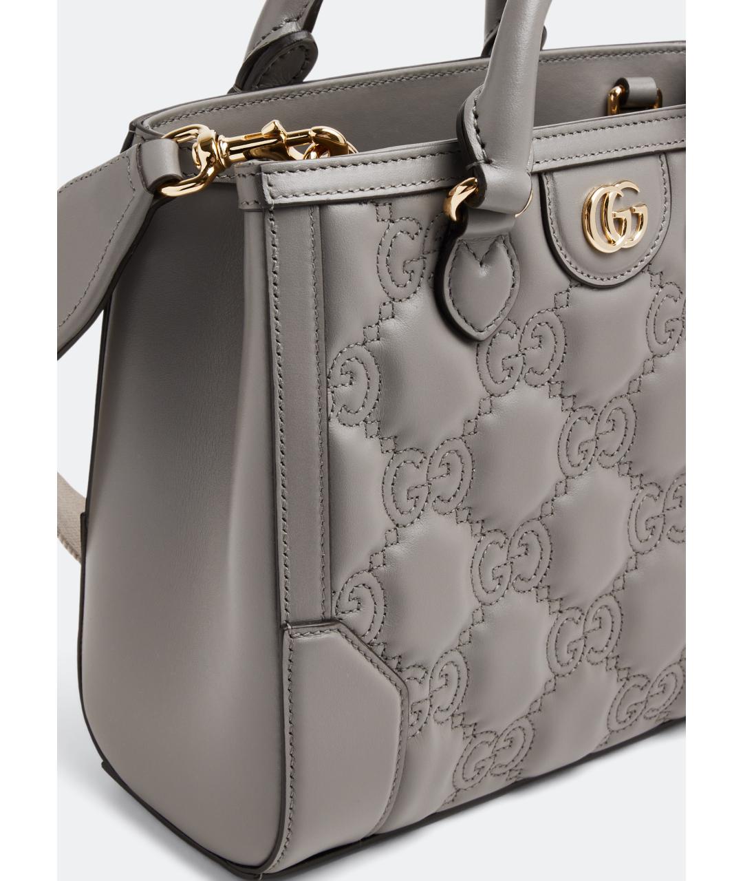 GUCCI Серая кожаная сумка с короткими ручками, фото 4