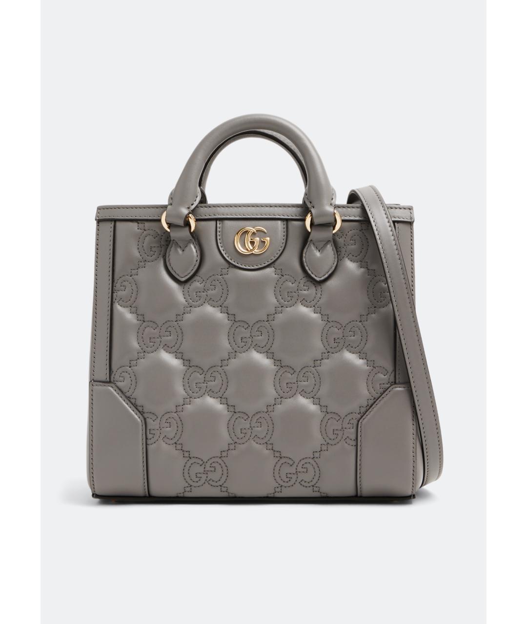 GUCCI Серая кожаная сумка с короткими ручками, фото 7