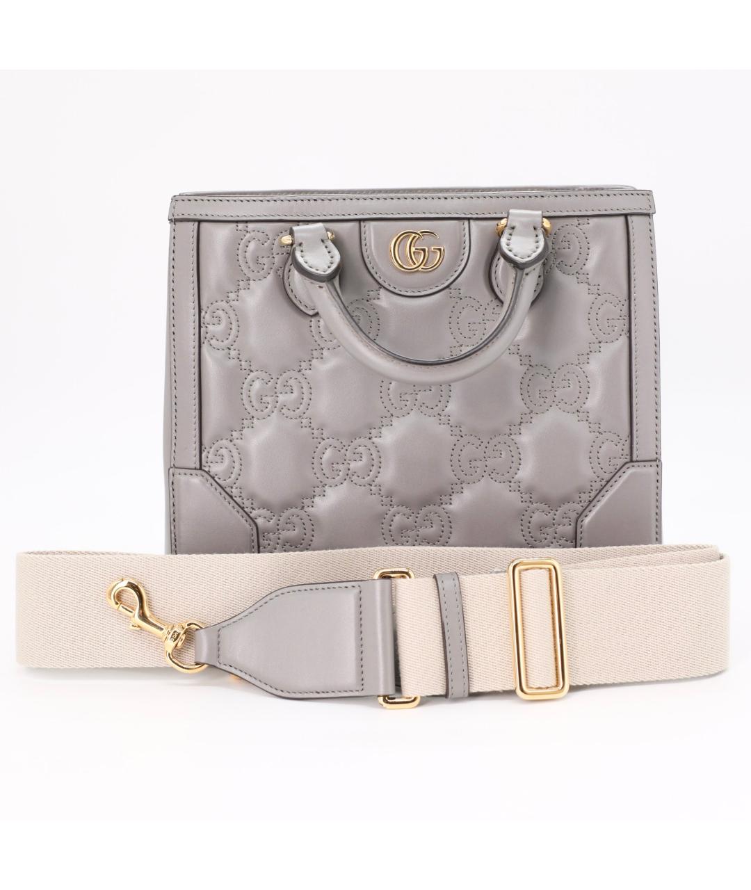 GUCCI Серая кожаная сумка с короткими ручками, фото 6