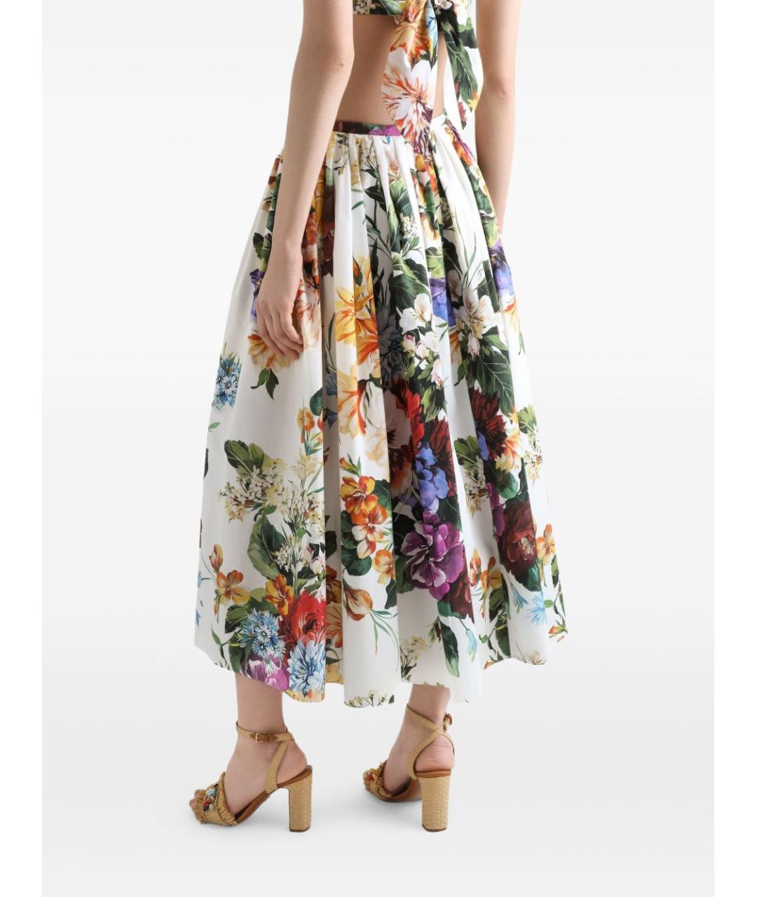 DOLCE&GABBANA Белая хлопковая юбка миди, фото 5