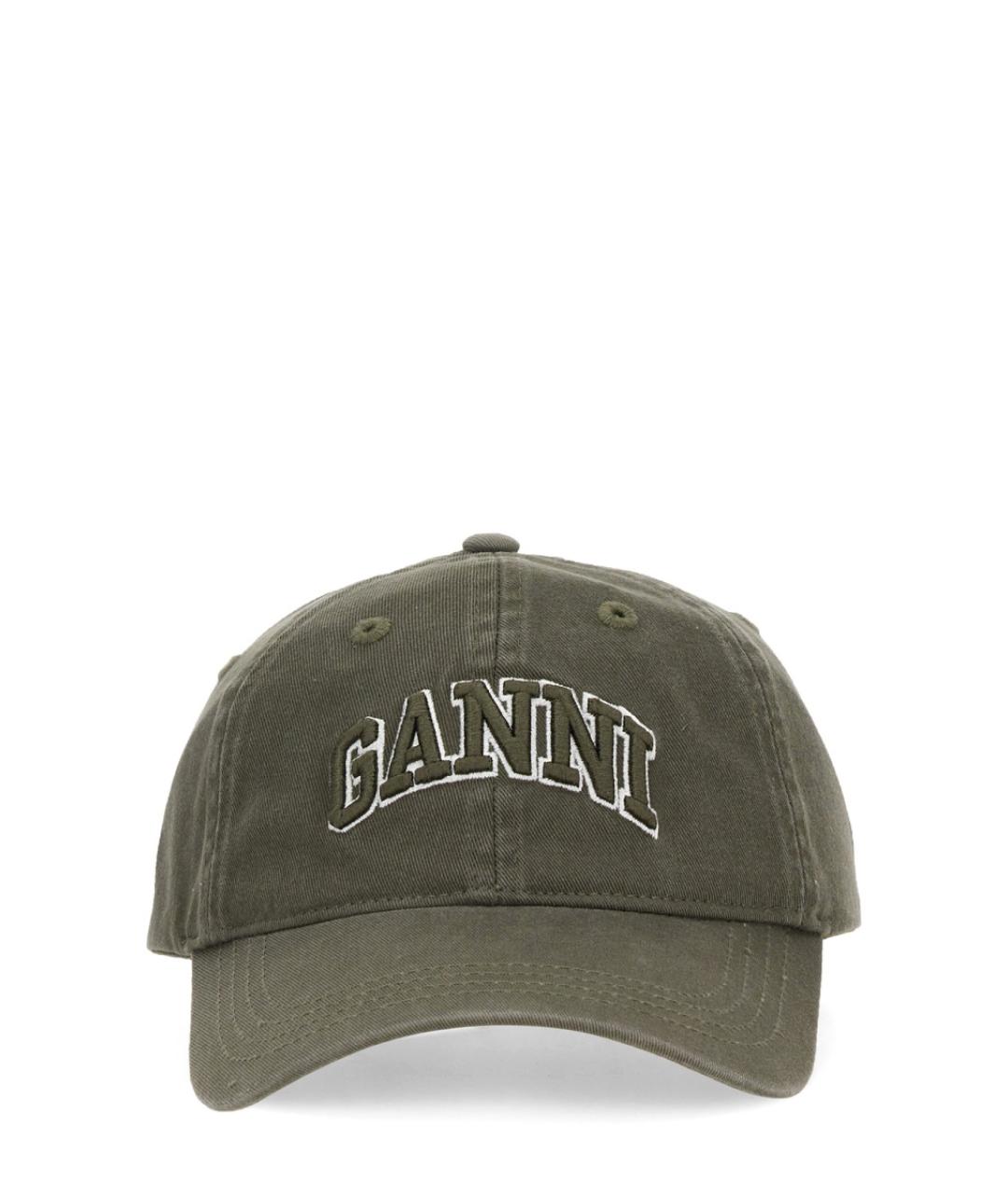 GANNI Хаки хлопковая кепка, фото 1