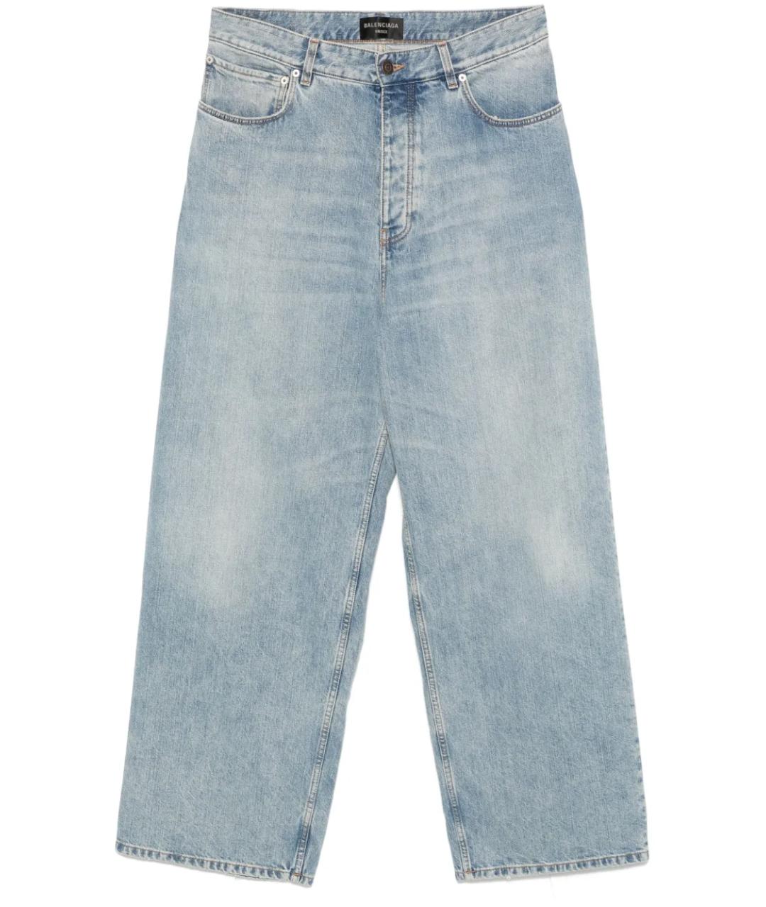 BALENCIAGA Голубые хлопковые прямые джинсы, фото 1